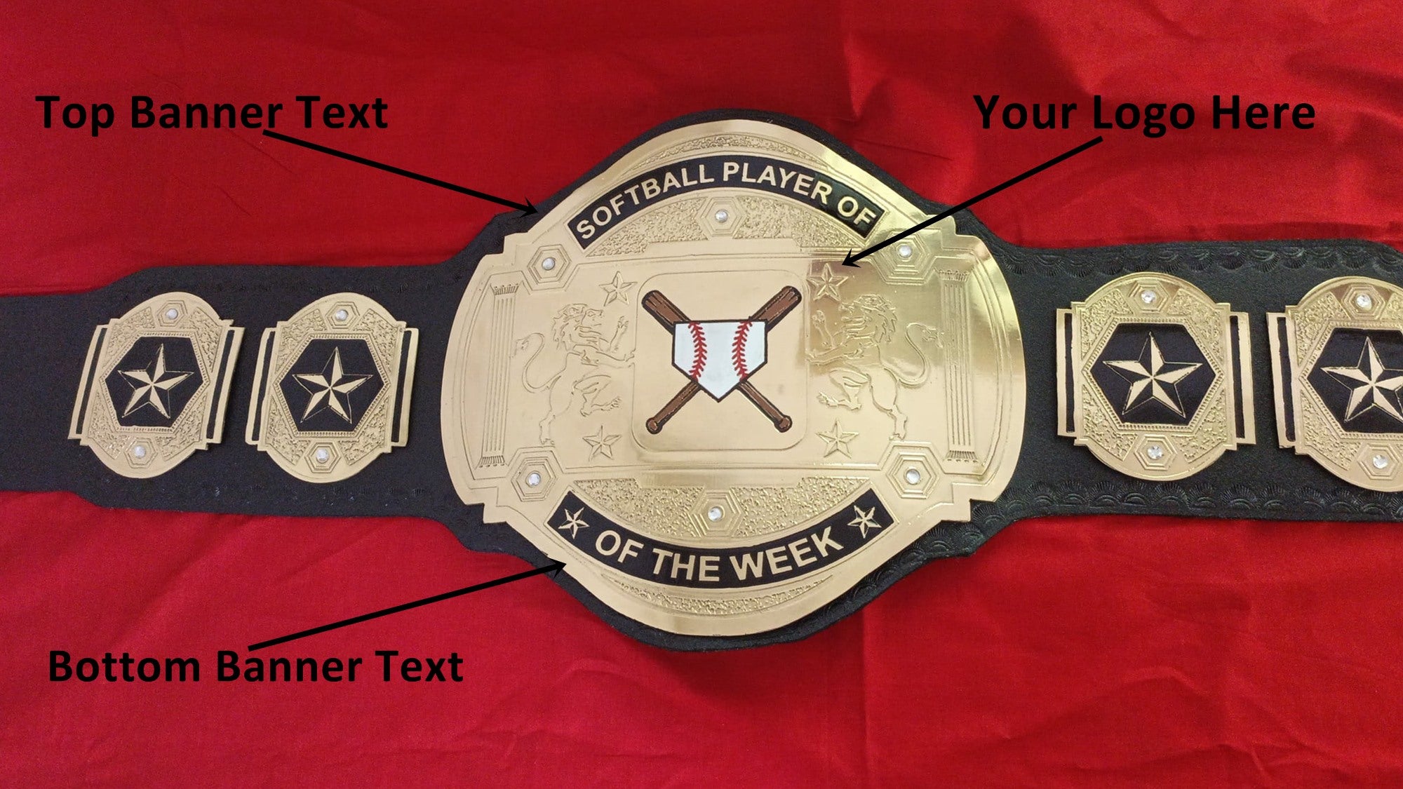 Custom Name and Baseball Bat Logo Wrestling Championship Belt - Customize Wrestling Belts