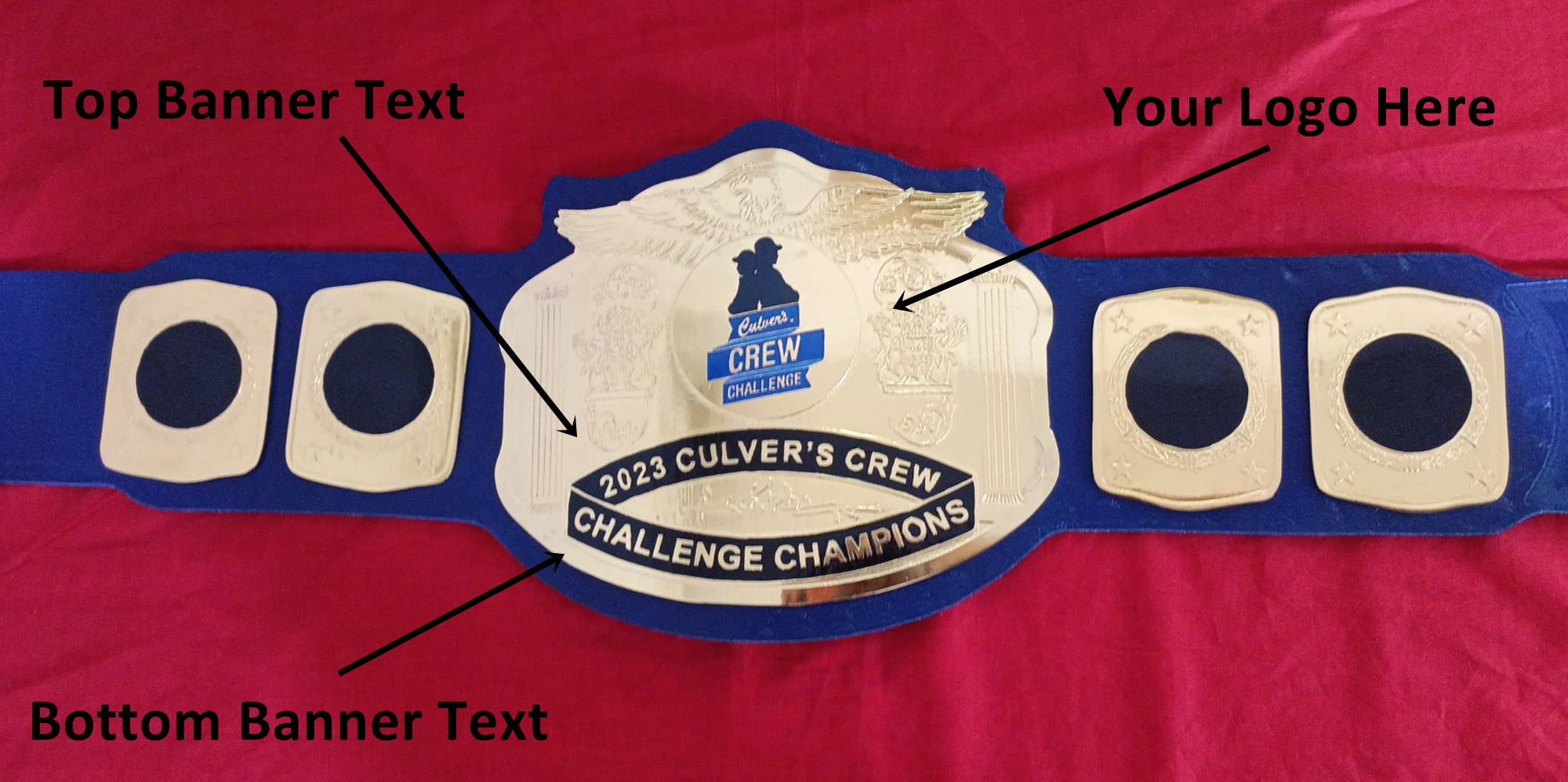 Custom Name and Crew Culvers Challenge Logo Wrestling Championship Belt - Customize Wrestling Belts