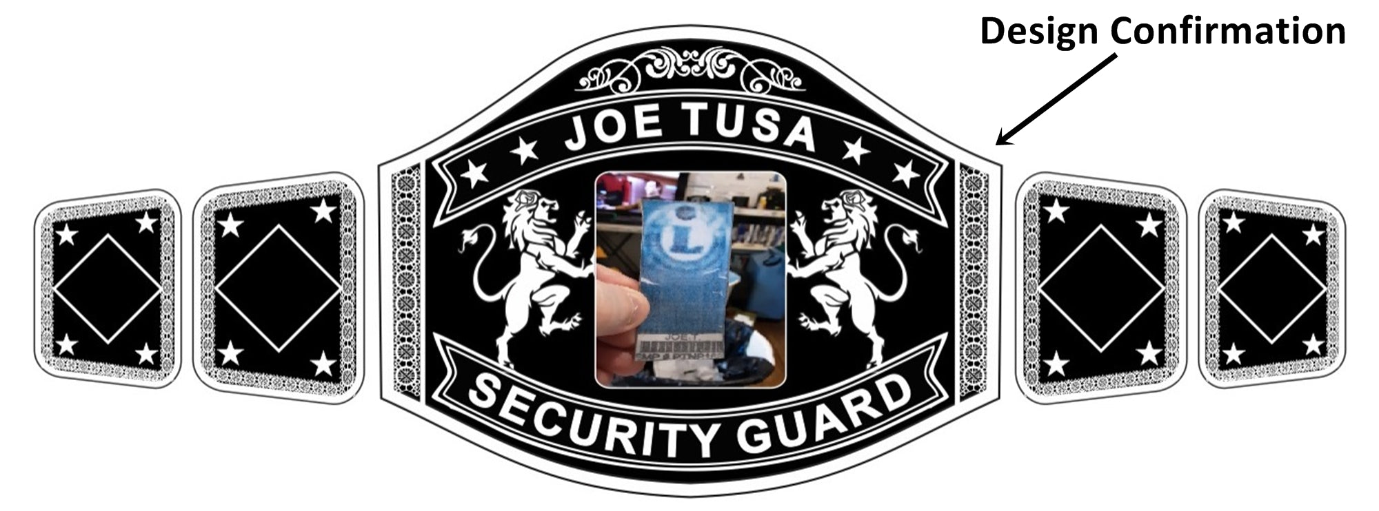 Custom Name and Security Guard Card Logo Wrestling Championship Belt - Customize Wrestling Belts