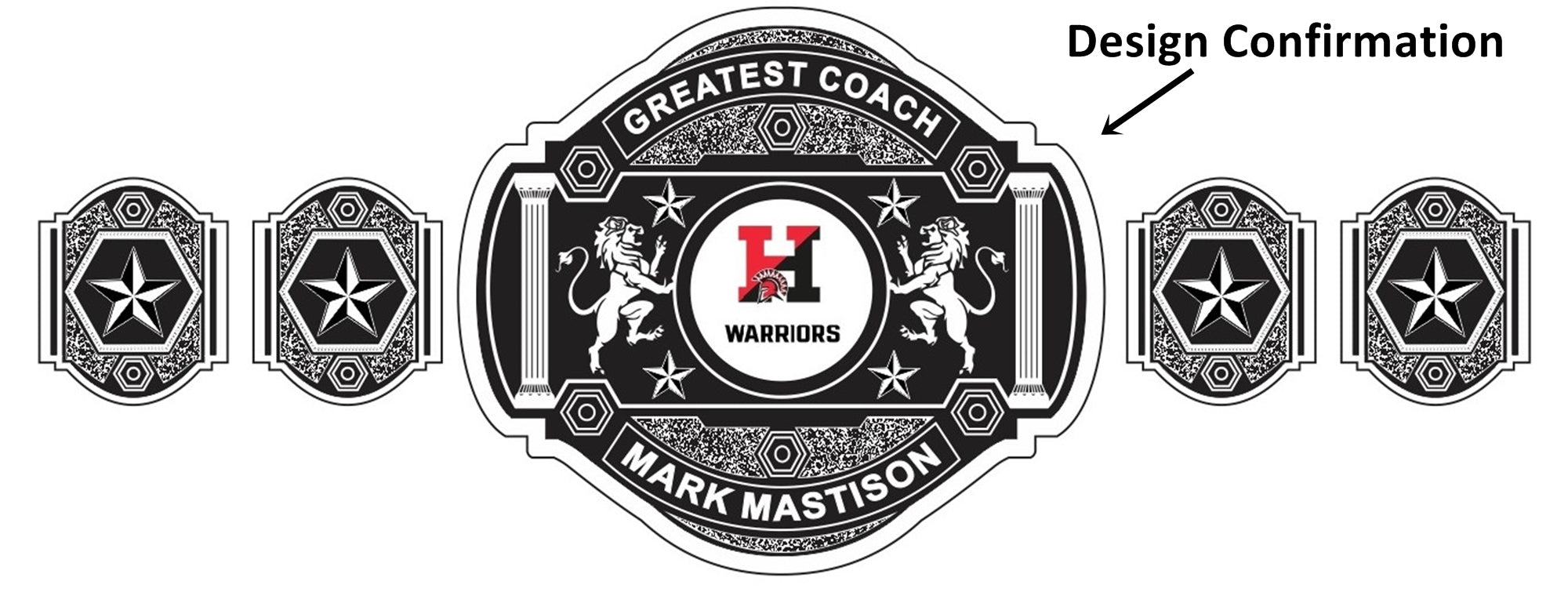 Custom Name and H Warriors Logo Wrestling Championship Belt - Customize Wrestling Belts