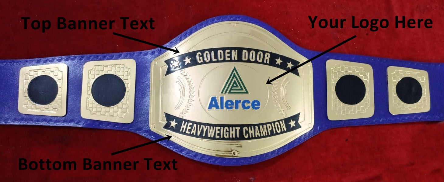 Custom Name and Green Triangle Logo Wrestling Championship Belt - Customize Wrestling Belts