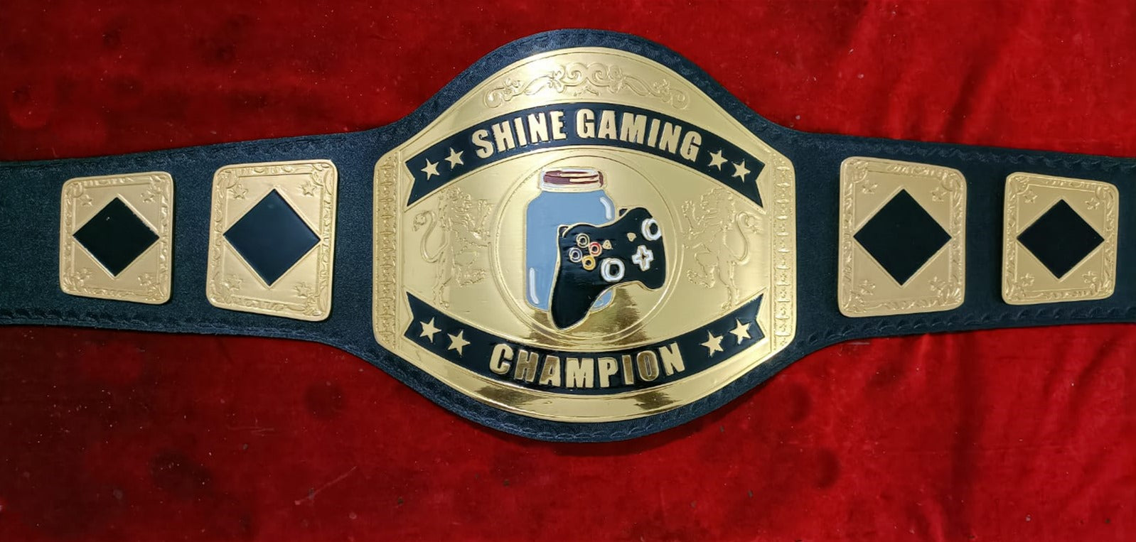 Custom Name and Joystick and Glass Jar Logo Wrestling Championship Belt - Customize Wrestling Belts