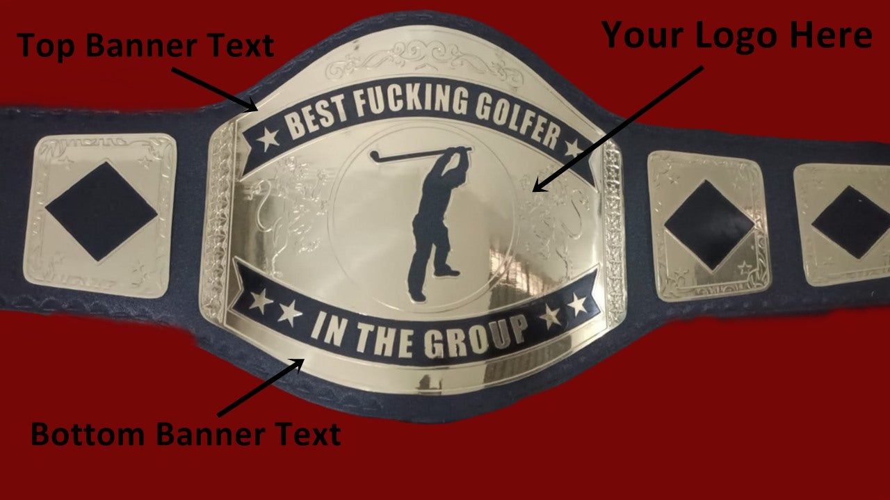 Custom Name and Golf Player Logo Wrestling Championship Belt - Customize Wrestling Belts