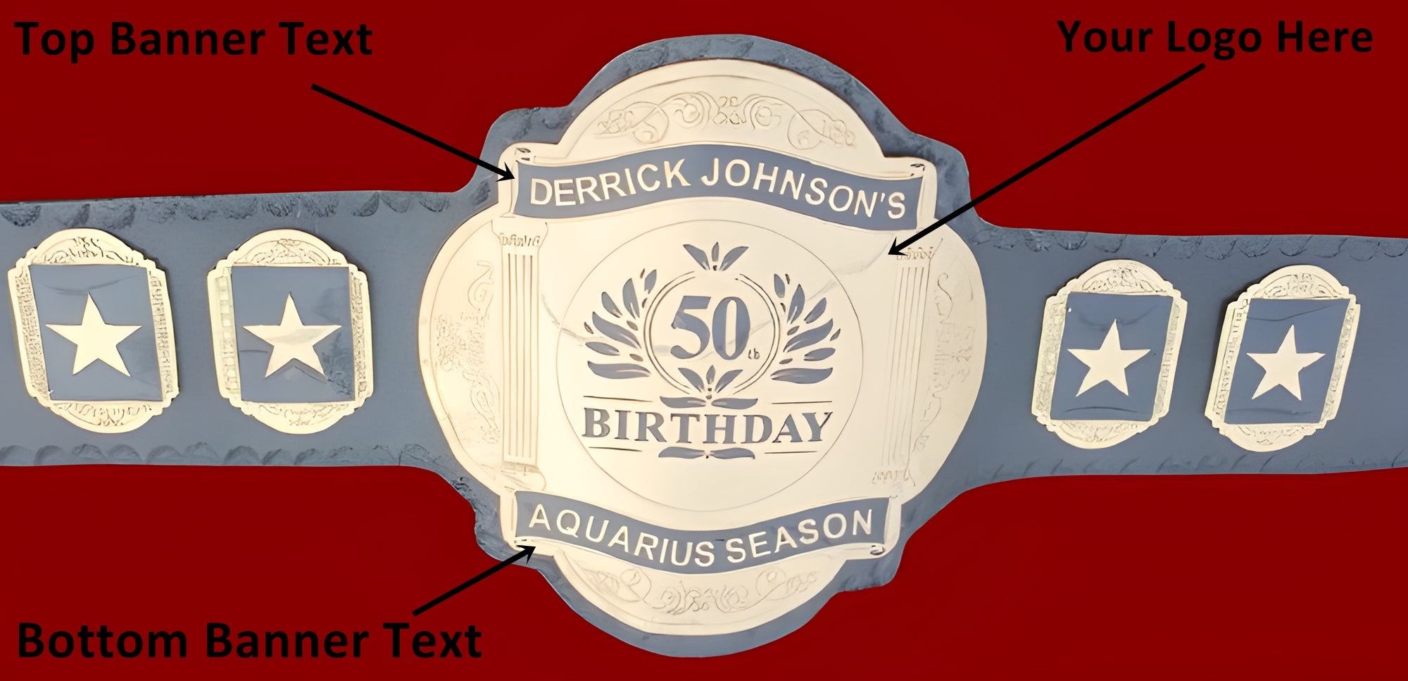 Custom 50th Birthday Logo Wrestling Championship Belt