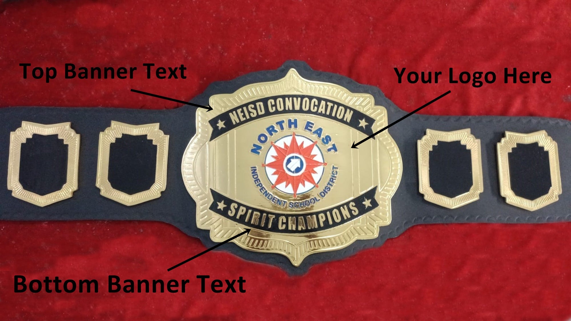 Custom Name and North East Independent School District Logo Wrestling Championship Belt - Customize Wrestling Belts