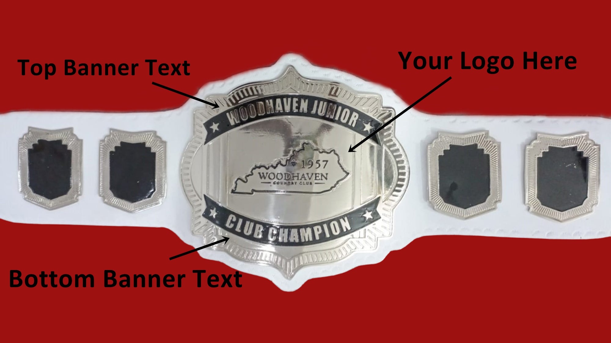 Custom Name and Woodhaven State Map Logo Wrestling Championship Belt - Customize Wrestling Belts