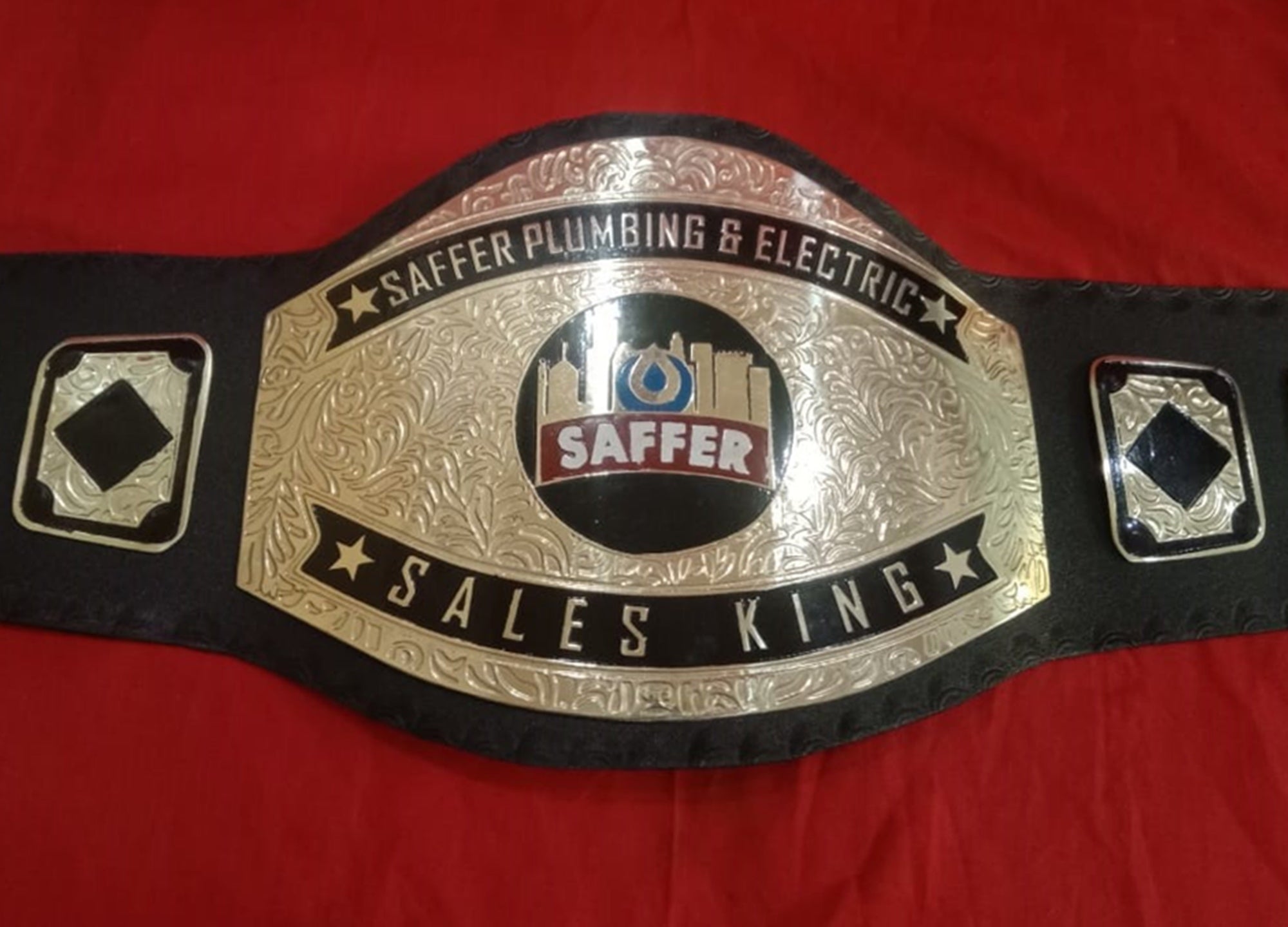 Custom Name and Saffer Electric And Plumbing Logo Wrestling Championship Belt - Customize Wrestling Belts