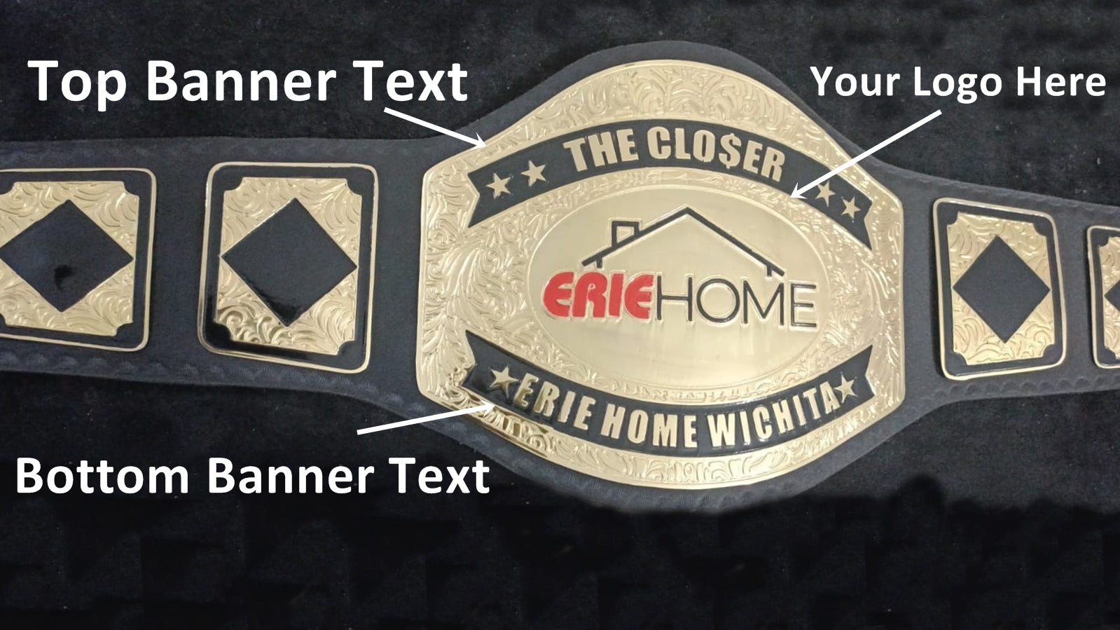 Custom Name and Erie Home Logo Wrestling Championship Belt - Customize Wrestling Belts