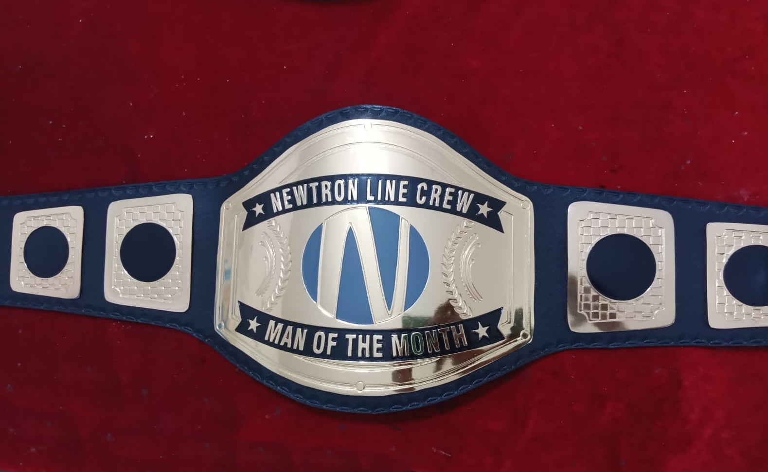 Custom Name and Newtron Line Crew Logo Wrestling Championship Belt - Customize Wrestling Belts