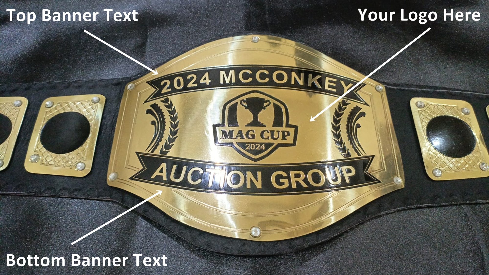 Custom Name and Trophy Cup Logo Wrestling Championship Belt - Customize Wrestling Belts