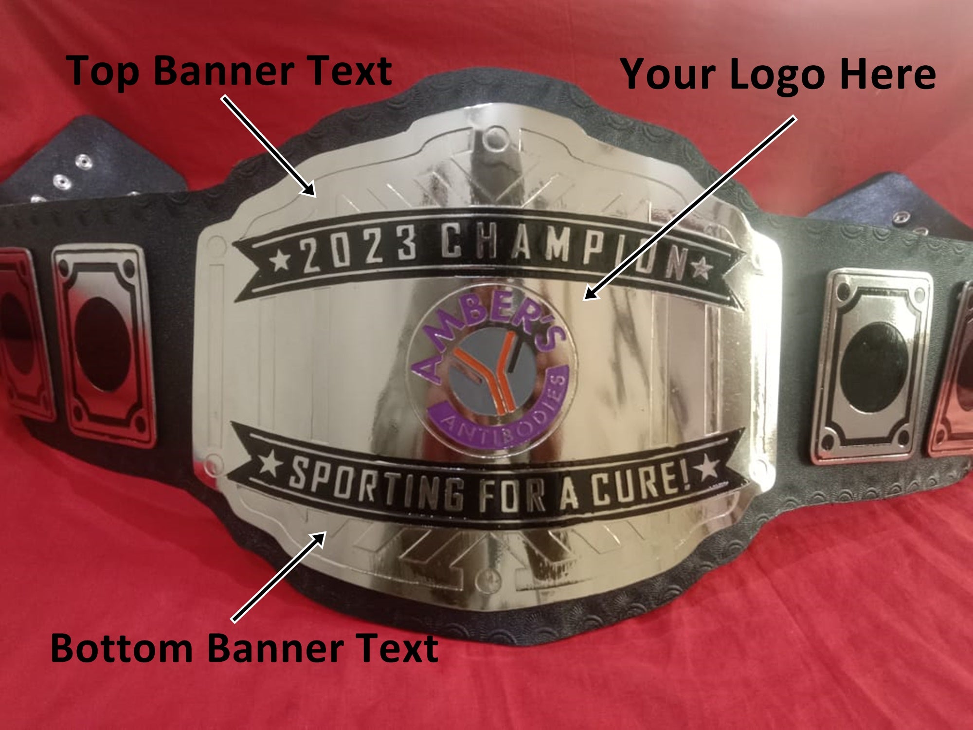 Custom Name and Amber Anti Body Logo For Wrestling Championship Belt - Customize Wrestling Belts