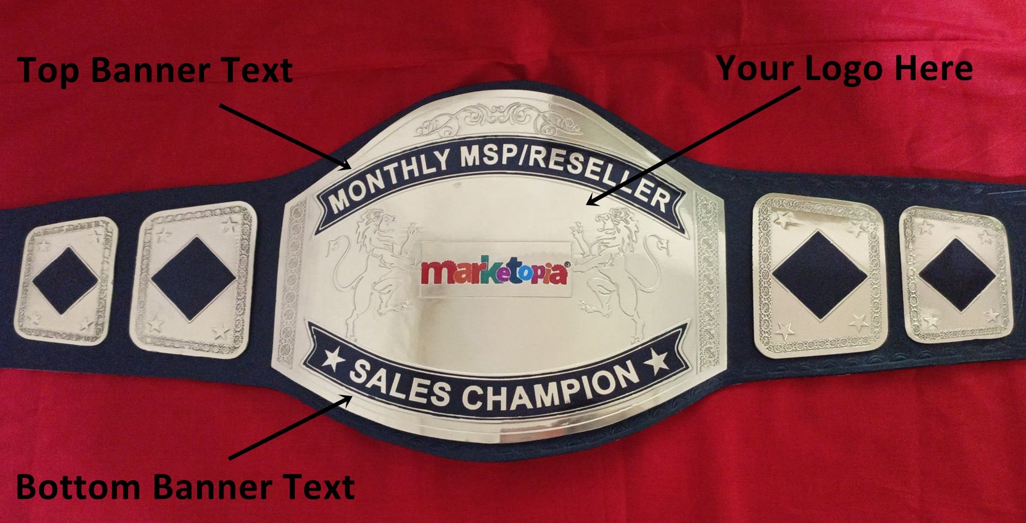 Custom Name and Marketopia Logo Wrestling Championship Belt - Customize Wrestling Belts