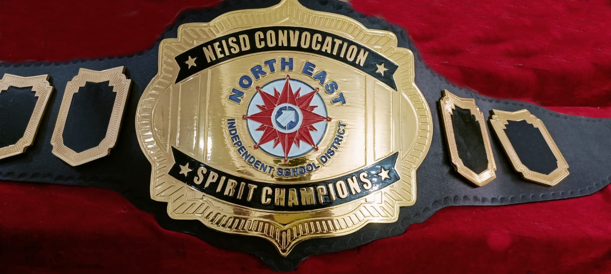 Custom Name and North East Independent School District Logo Wrestling Championship Belt - Customize Wrestling Belts