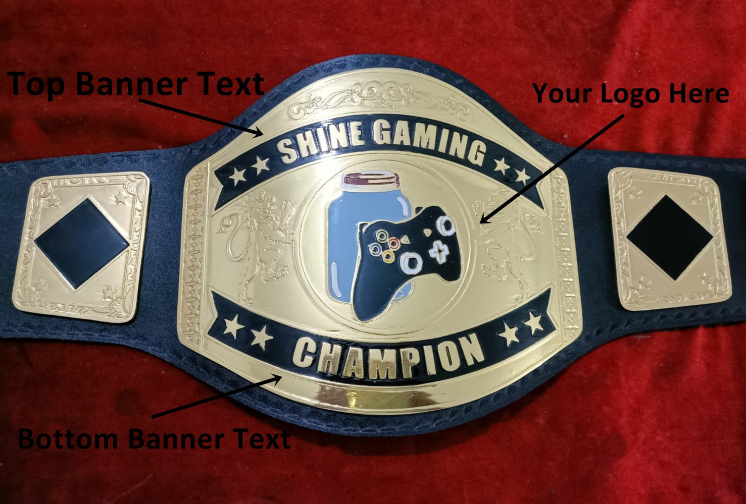 Custom Name and Joystick and Glass Jar Logo Wrestling Championship Belt - Customize Wrestling Belts