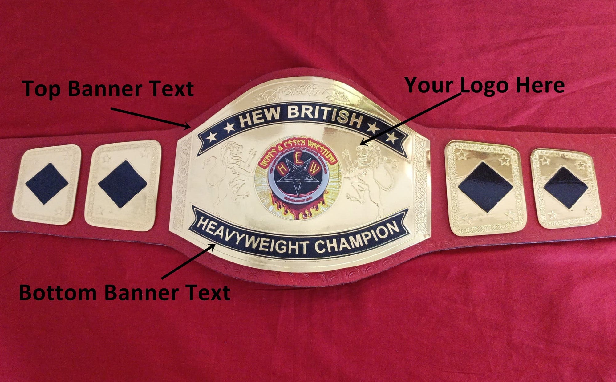 Custom Name and Bloody Star Logo Wrestling Championship Belt - Customize Wrestling Belts