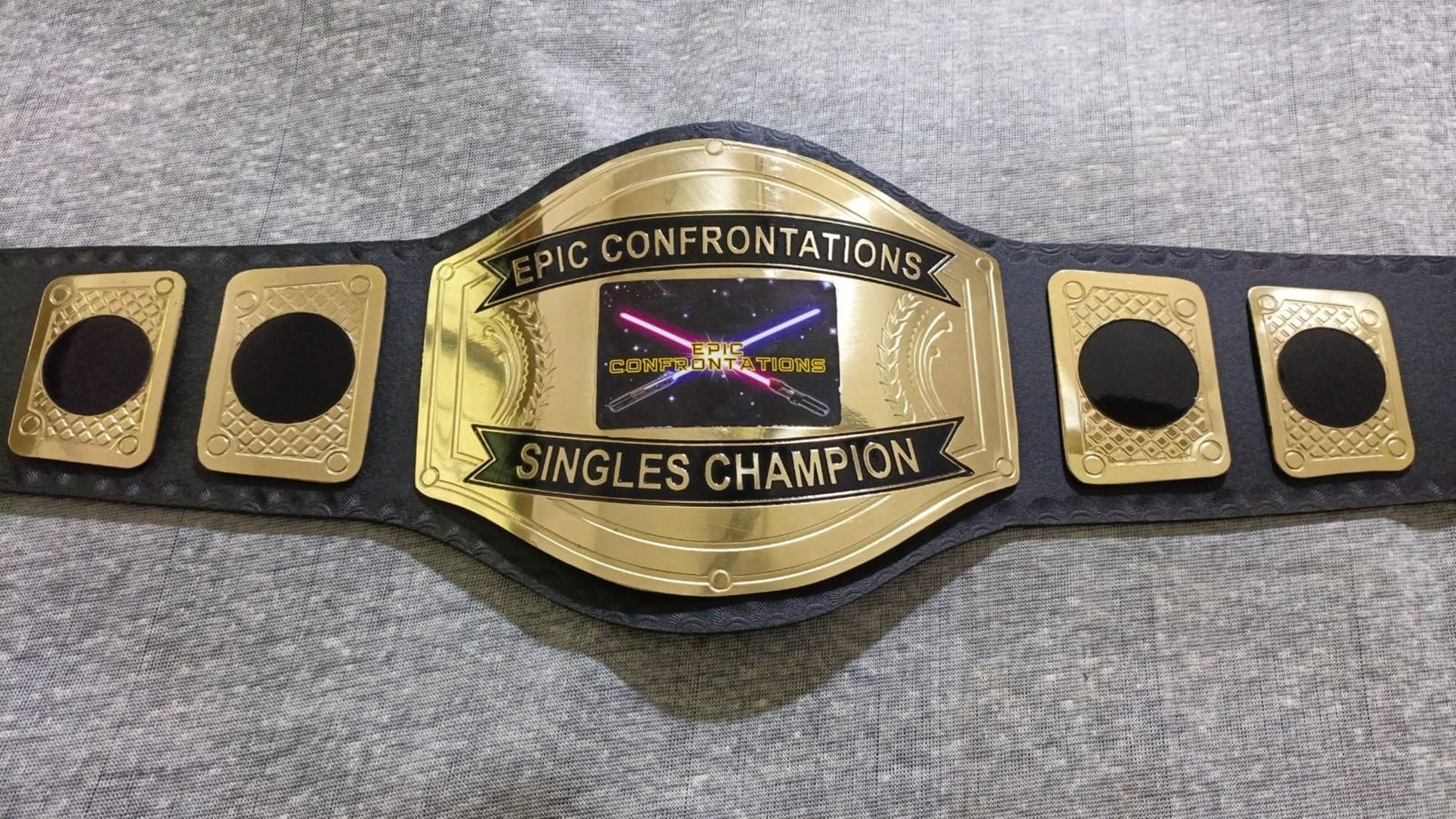 Custom Name and Neon Ligth Sord Logo Wrestling Championship Belt - Customize Wrestling Belts