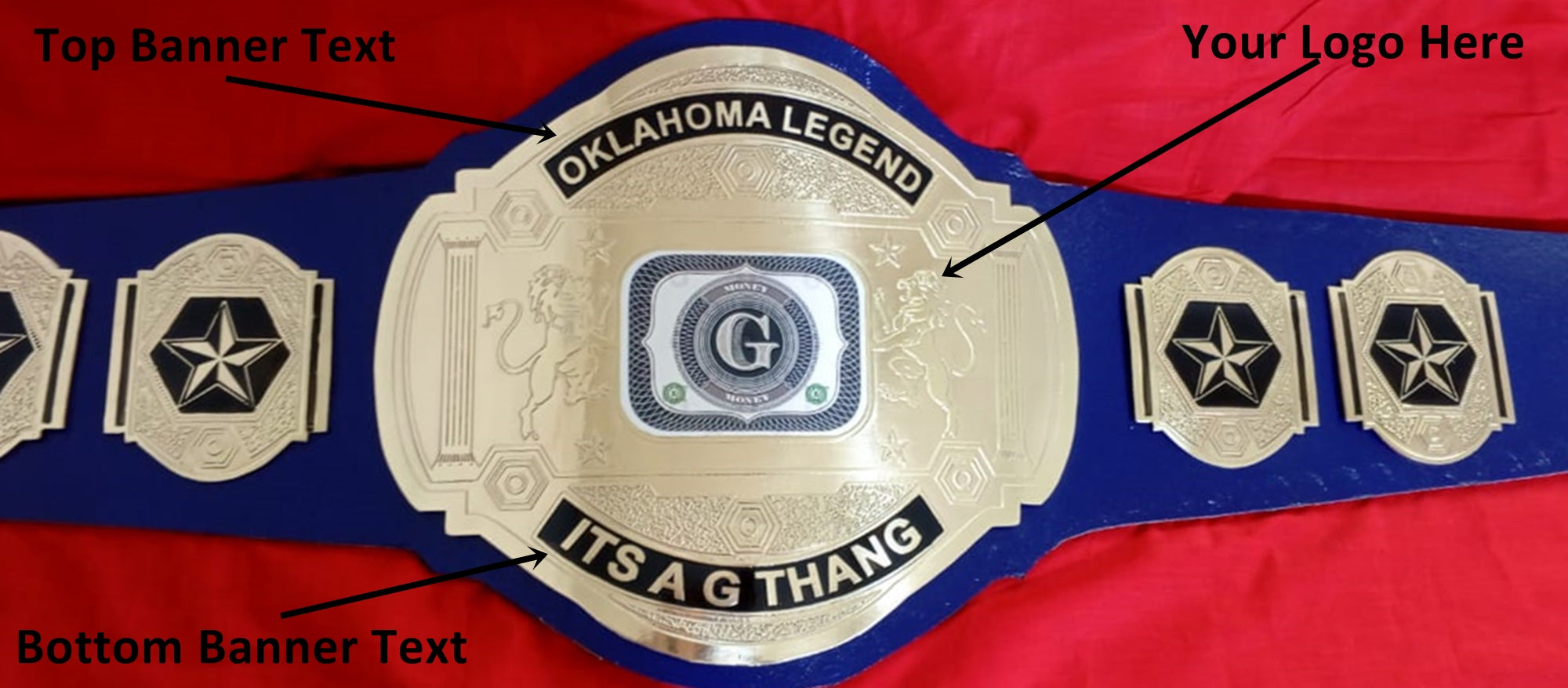 Custom Name and G Logo Wrestling Championship Belt - Customize Wrestling Belts