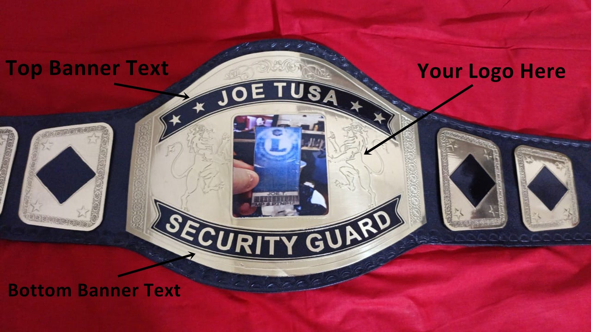 Custom Name and Security Guard Card Logo Wrestling Championship Belt - Customize Wrestling Belts