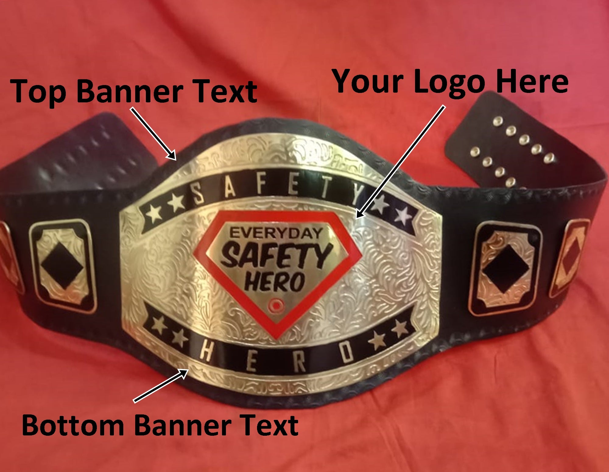 Custom Name and Everday Safety Hero Logo Wrestling Championship Belt - Customize Wrestling Belts