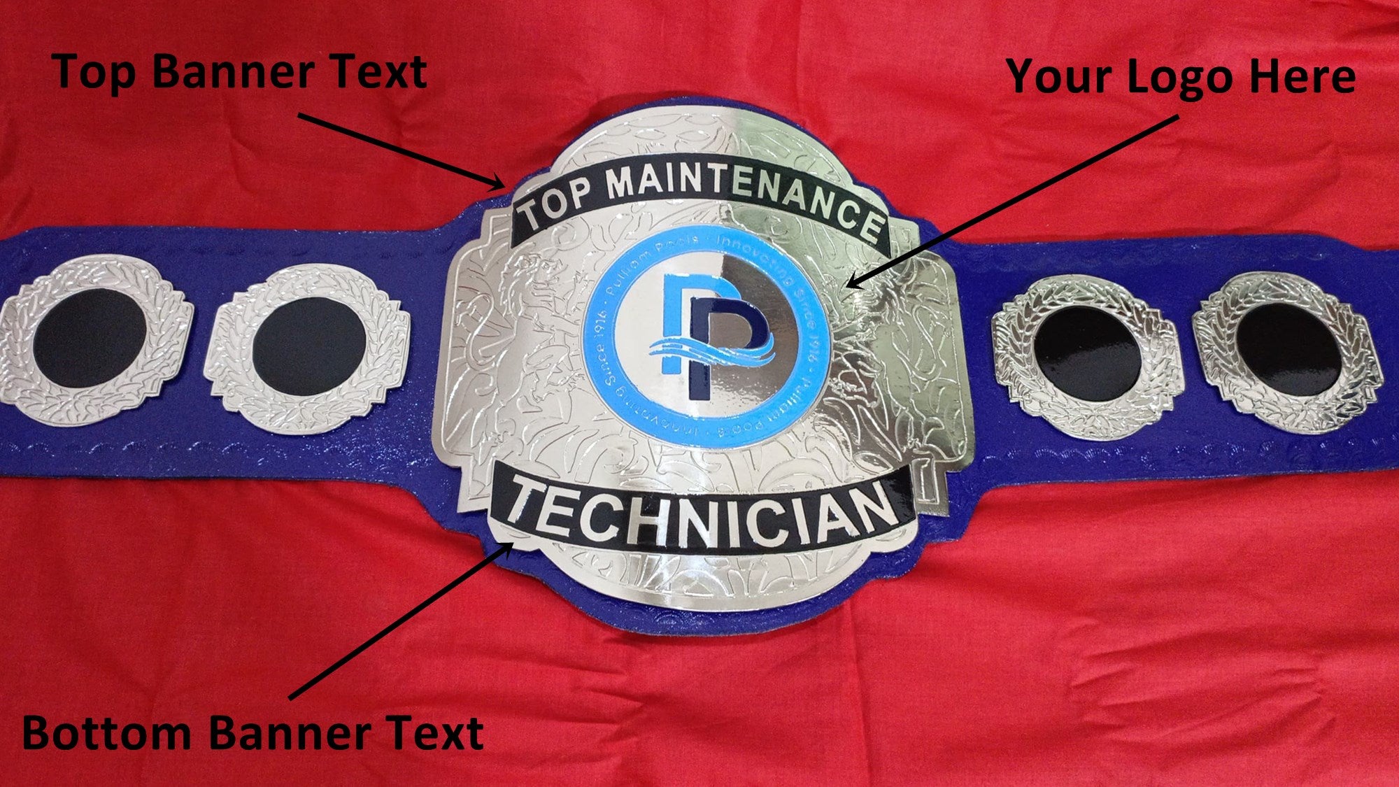 Custom Name and Pulliam Pools Logo Wrestling Championship Belt - Customize Wrestling Belts