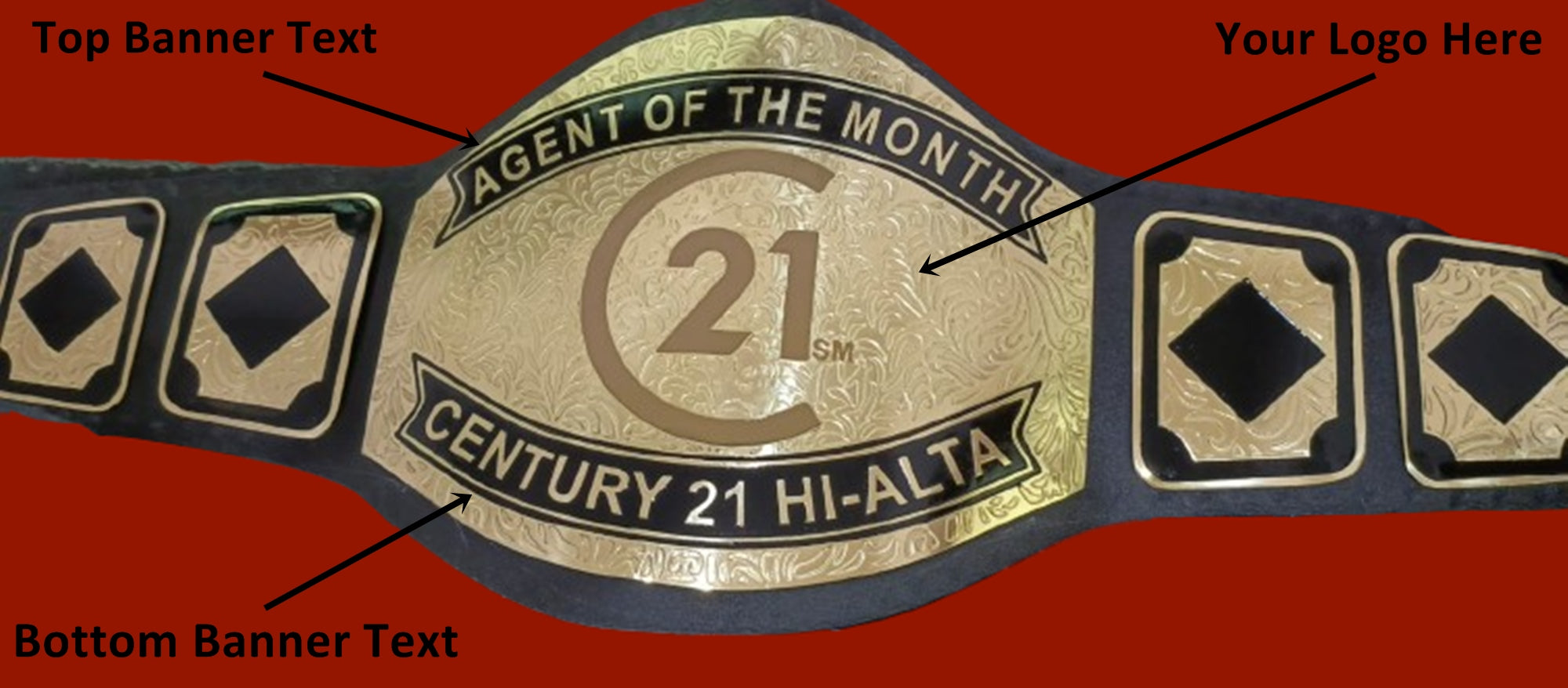 Custom Name and C21 Logo Wrestling Championship Belt - Customize Wrestling Belts