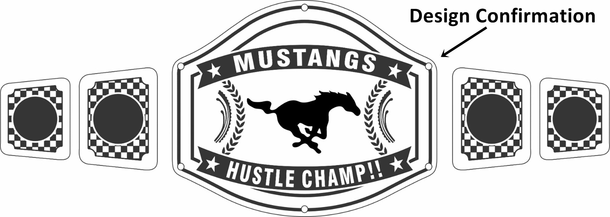 Custom Name and Mustangs Logo Wrestling Championship Belt - Customize Wrestling Belts