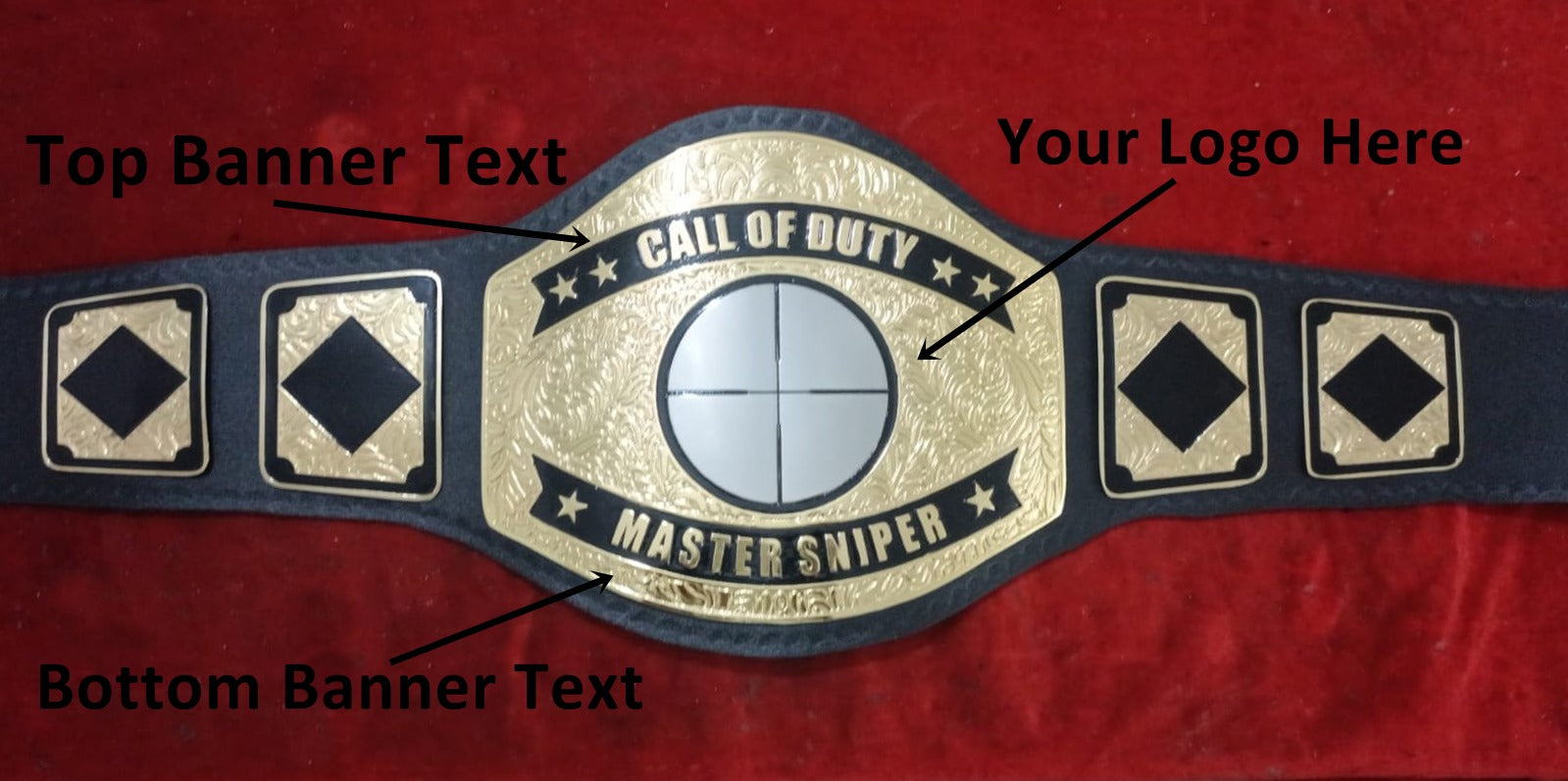 Custom Name and Snipper Gun Mark Logo Wrestling Championship Belt - Customize Wrestling Belts