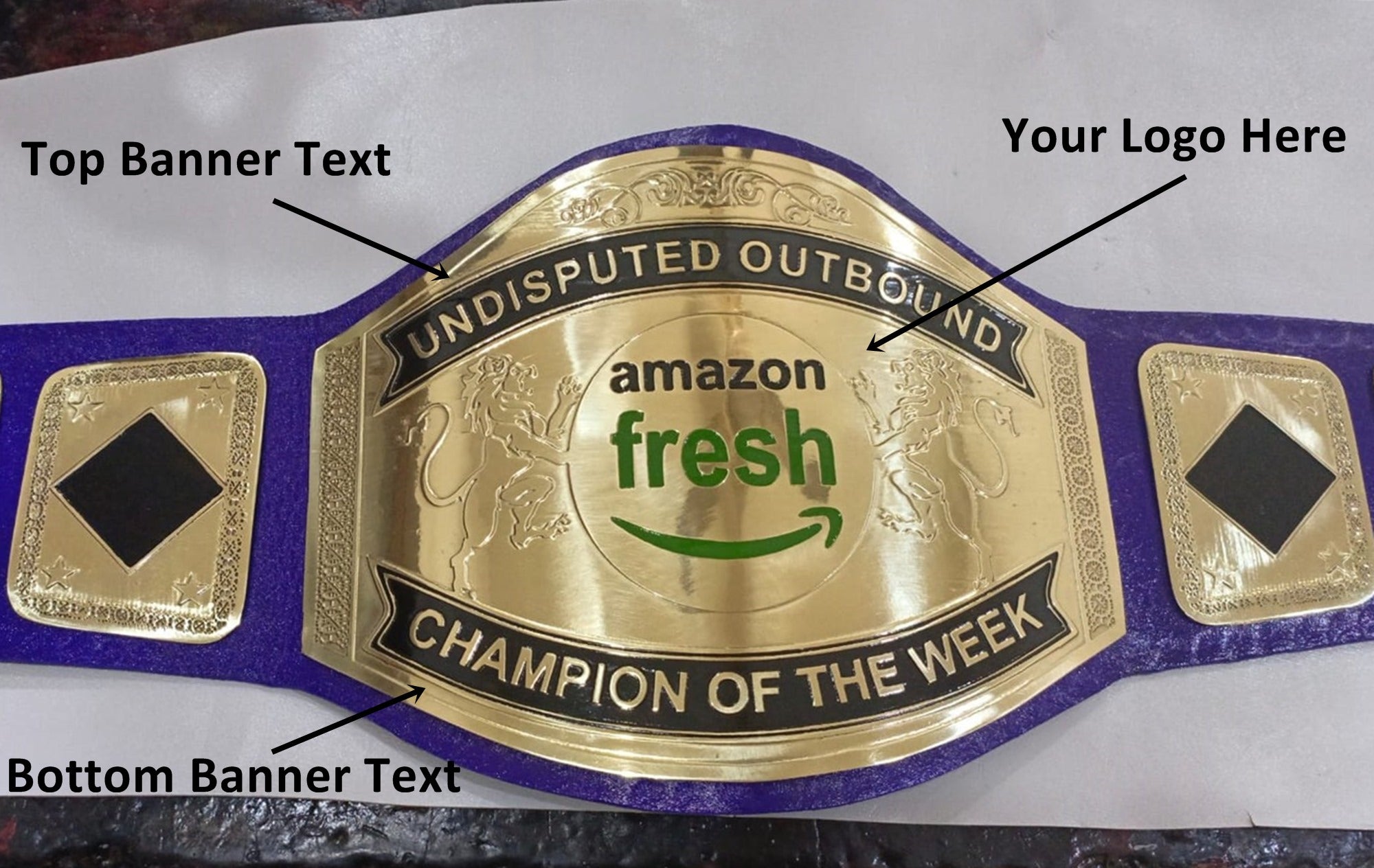 Custom Name and Amz Fresh Logo Wrestling Championship Belt - Customize Wrestling Belts