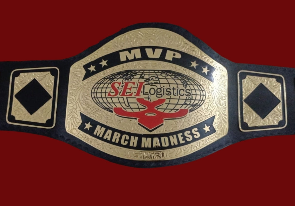 Custom SEI Logistics World Logo Wrestling Championship Belt - Customize Wrestling Belts