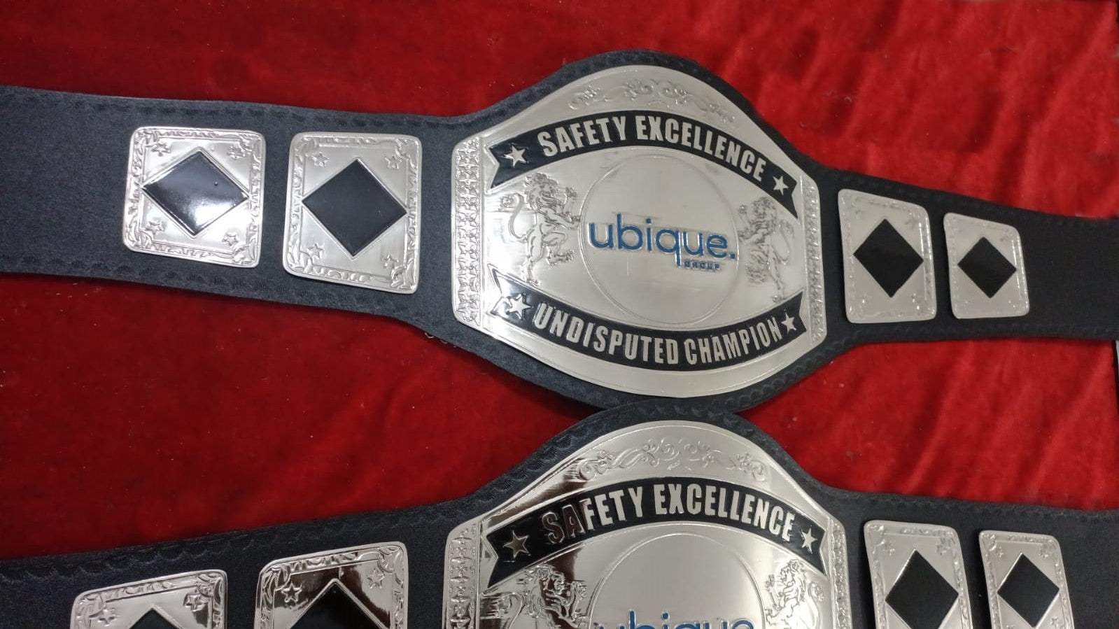 Custom Name and Ubique Group Logo Wrestling Championship Belt - Customize Wrestling Belts