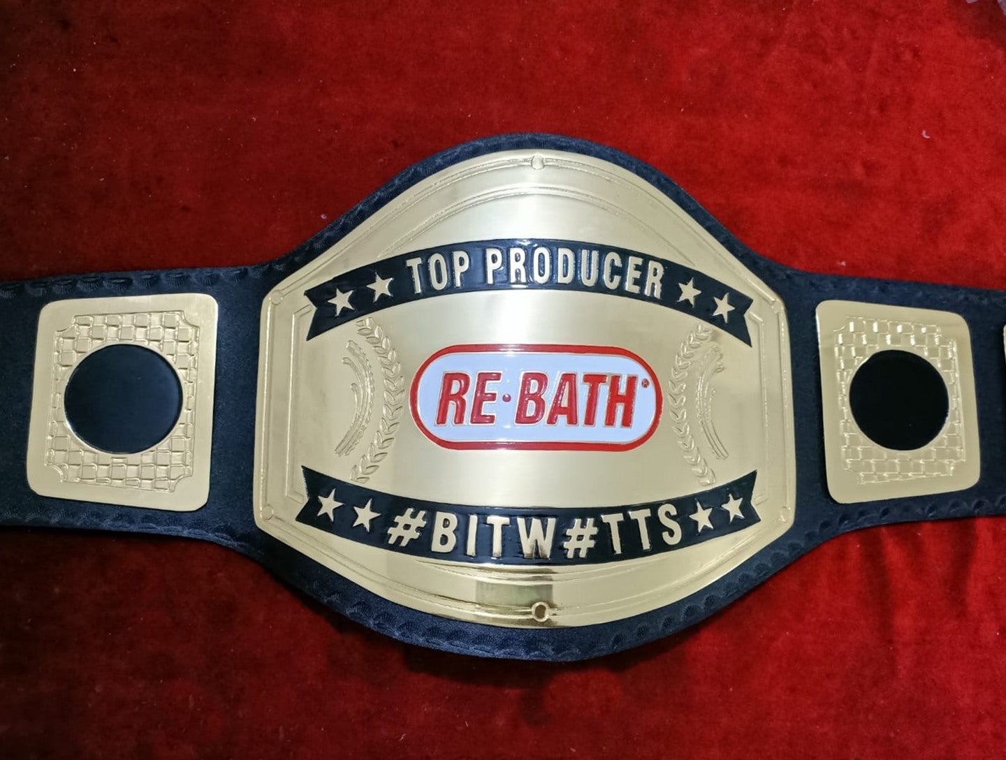 Custom Name and RE BATH Logo Wrestling Championship Belt - Customize Wrestling Belts