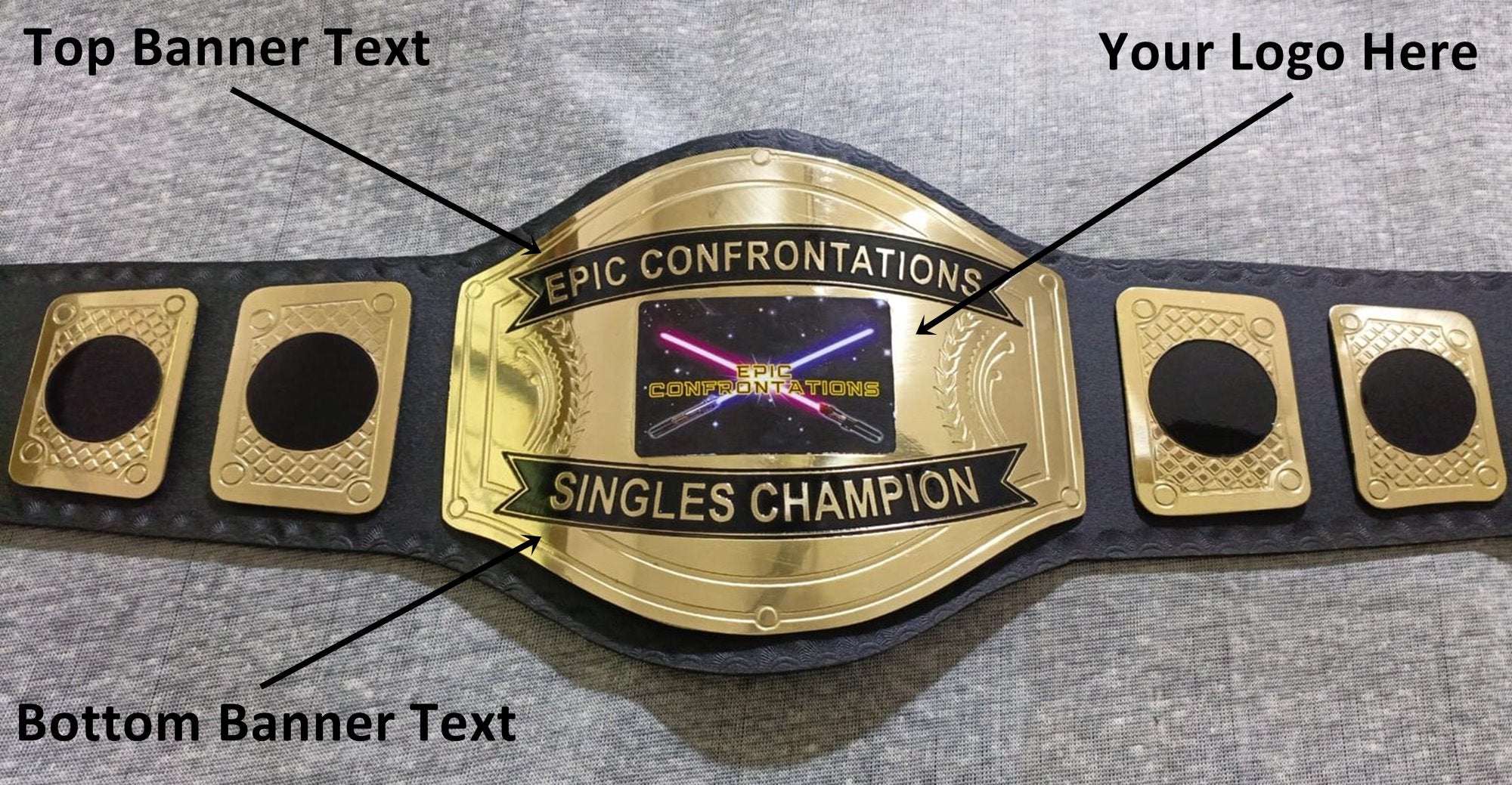 Custom Name and Neon Ligth Sord Logo Wrestling Championship Belt - Customize Wrestling Belts