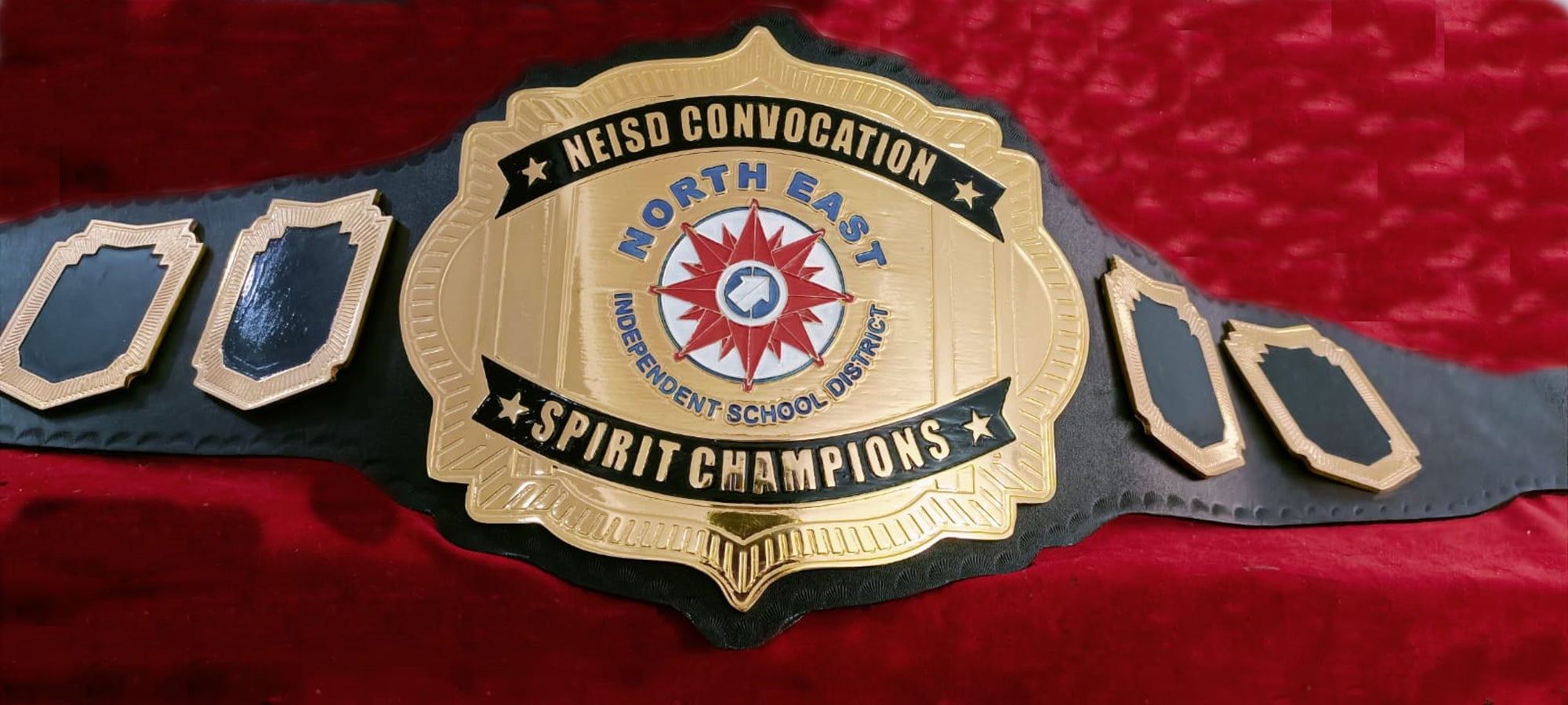 Custom Name and North East Independent School District Logo Wrestling Championship Belt - Customize Wrestling Belts