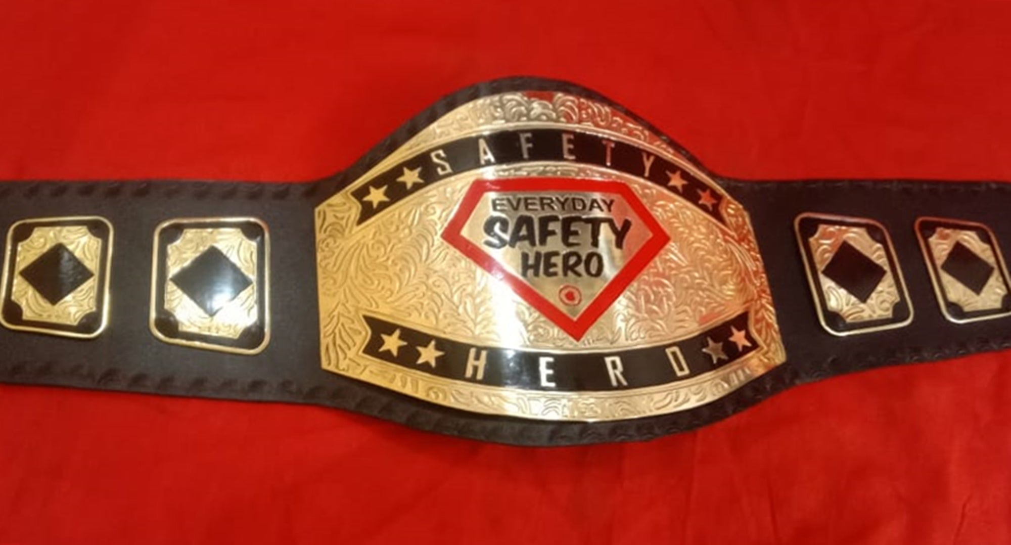 Custom Name and Everday Safety Hero Logo Wrestling Championship Belt - Customize Wrestling Belts