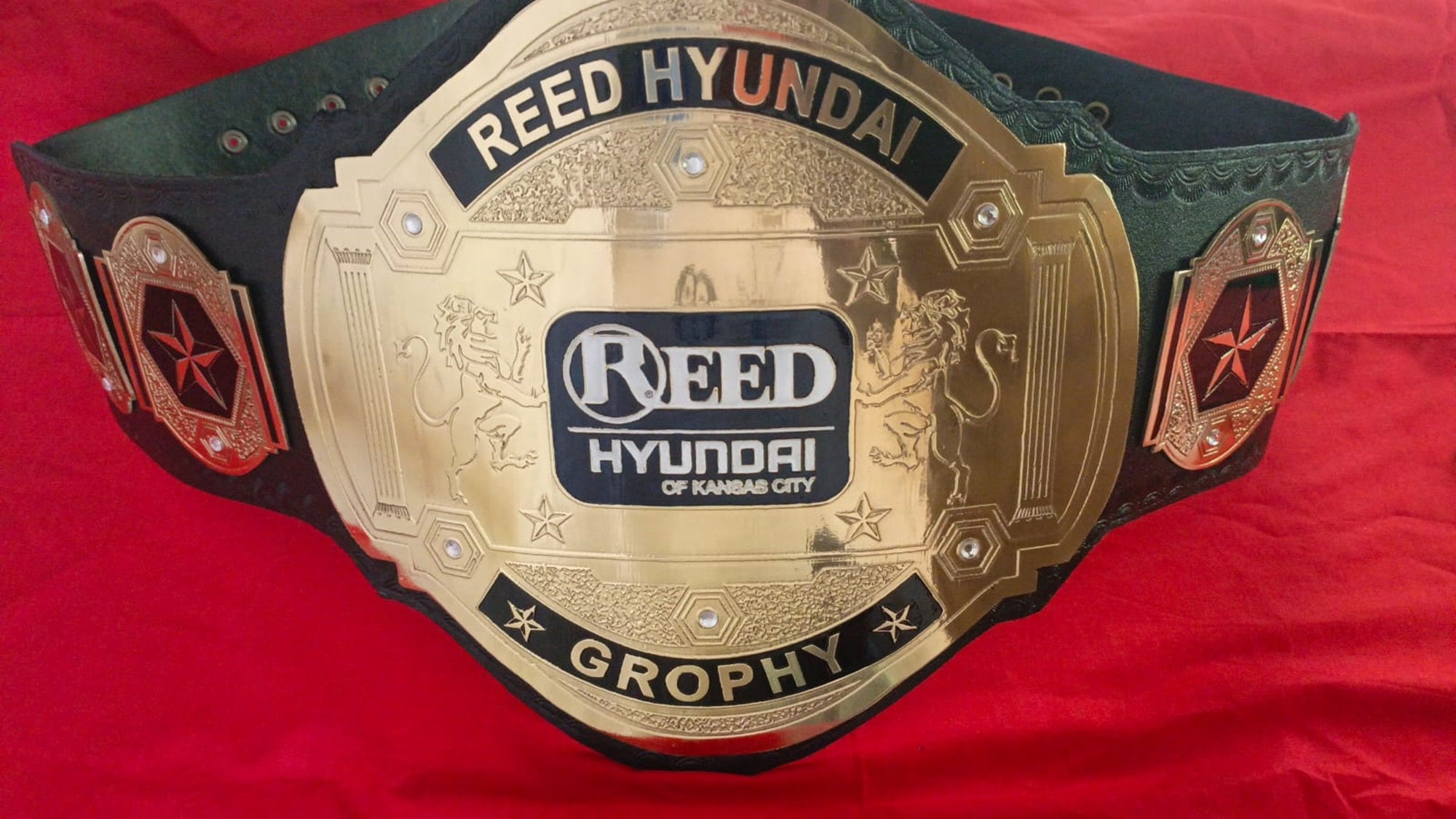 Custom Name and Reed Hyundai Logo Wrestling Championship Belt - Customize Wrestling Belts