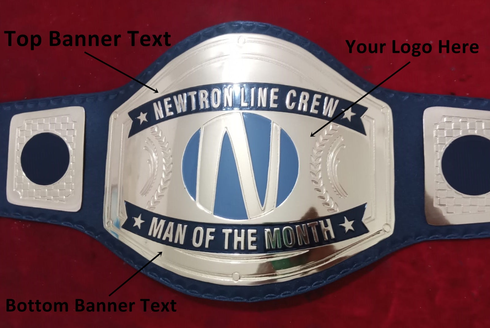 Custom Name and Newtron Line Crew Logo Wrestling Championship Belt - Customize Wrestling Belts