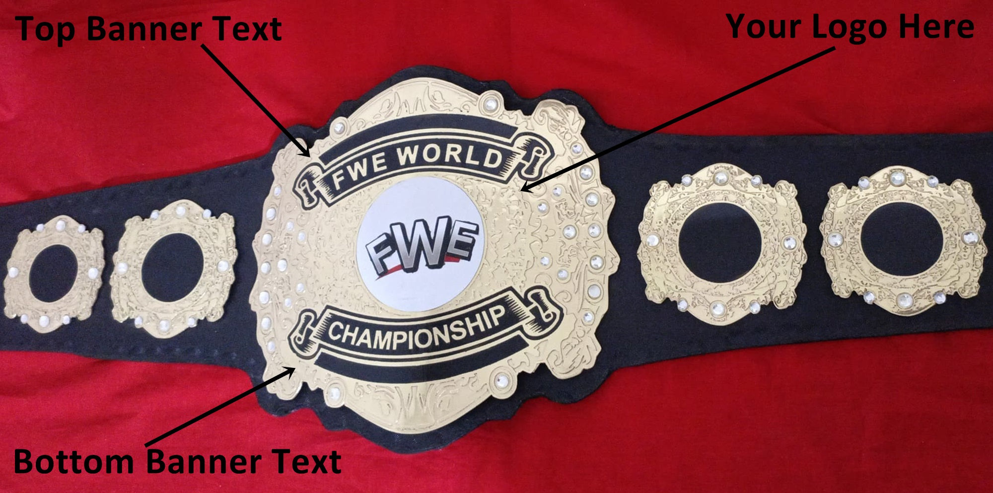 Custom Name and FWE Logo Wrestling Championship Belt - Customize Wrestling Belts