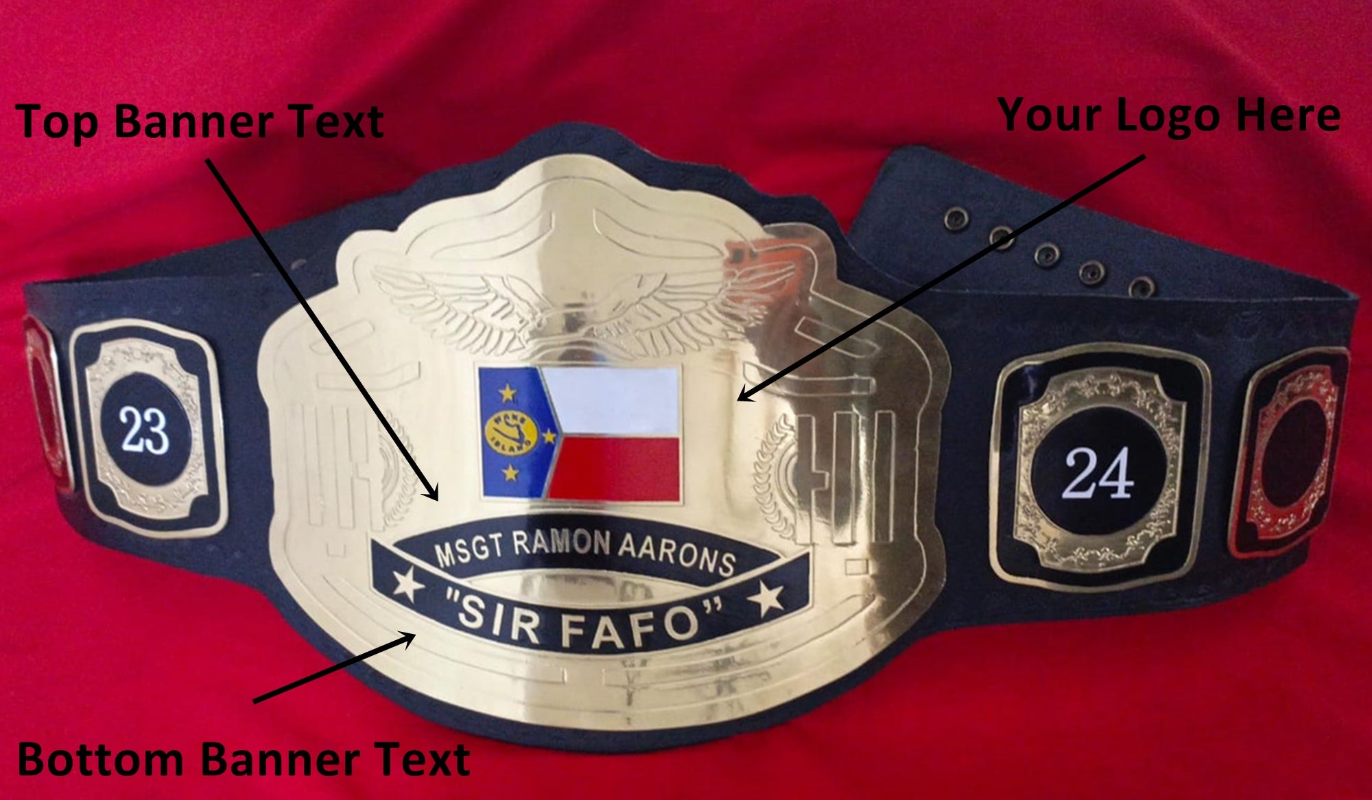 Custom Name and Flag Logo Wrestling Championship Belt - Customize Wrestling Belts