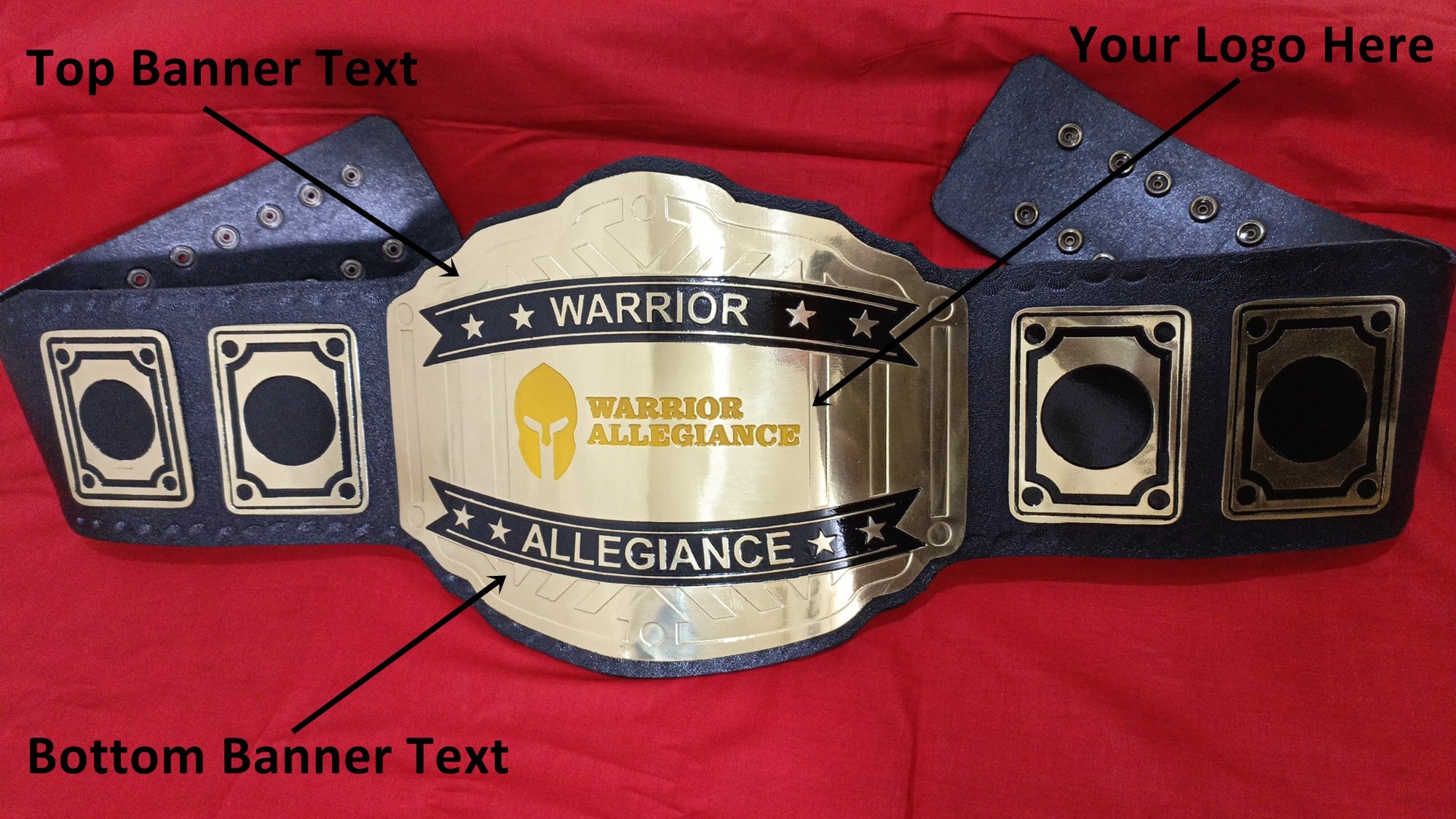 Custom Name and Warrior Allegiance Logo Wrestling Championship Belt - Customize Wrestling Belts