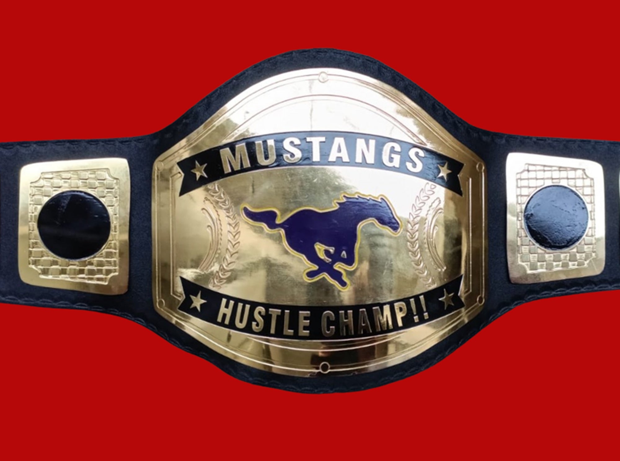 Custom Name and Mustangs Logo Wrestling Championship Belt - Customize Wrestling Belts