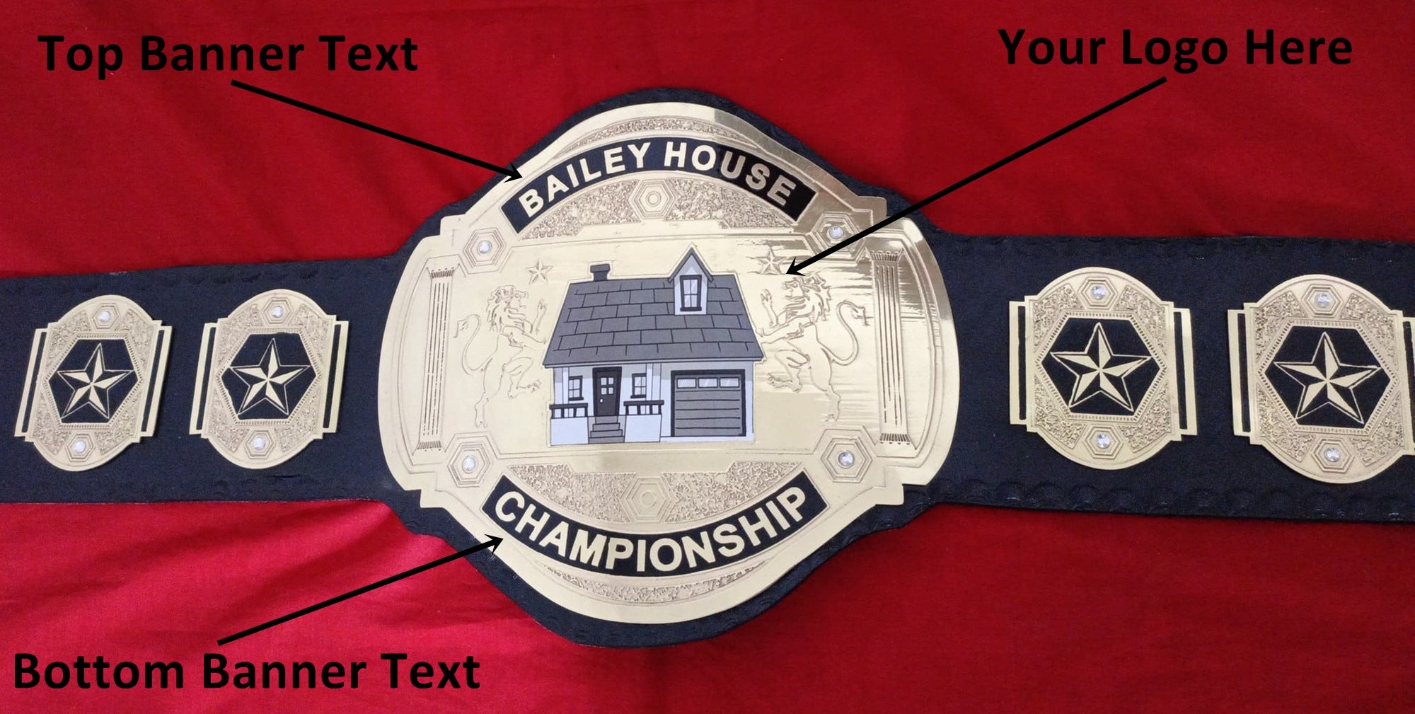 Custom Name and House Logo Wrestling Championship Belt - Customize Wrestling Belts