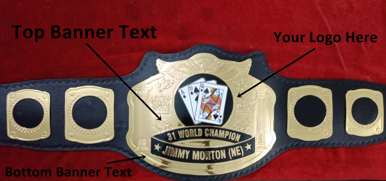 Custom Name and Card Queen Logo Wrestling Championship Belt - Customize Wrestling Belts