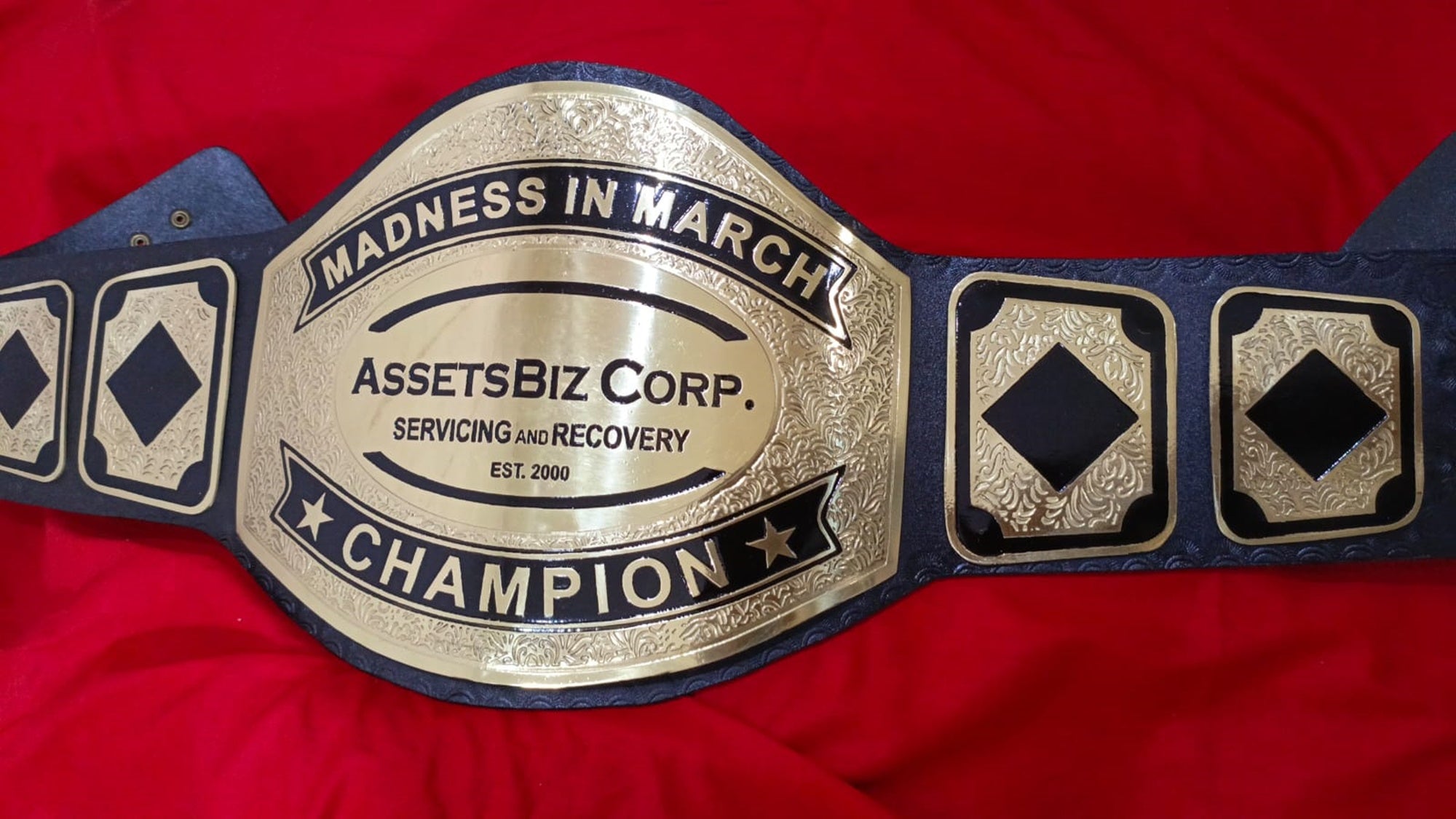 Custom Name and AssetBiz Corp Logo For Your Firm Wrestling Championship Belt - Customize Wrestling Belts