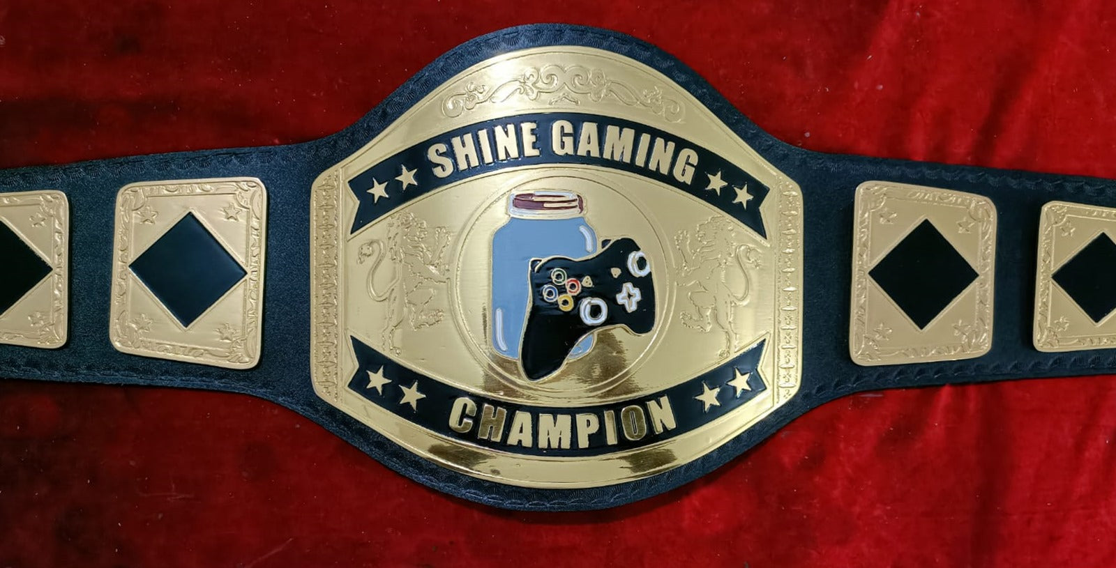 Custom Name and Joystick and Glass Jar Logo Wrestling Championship Belt - Customize Wrestling Belts