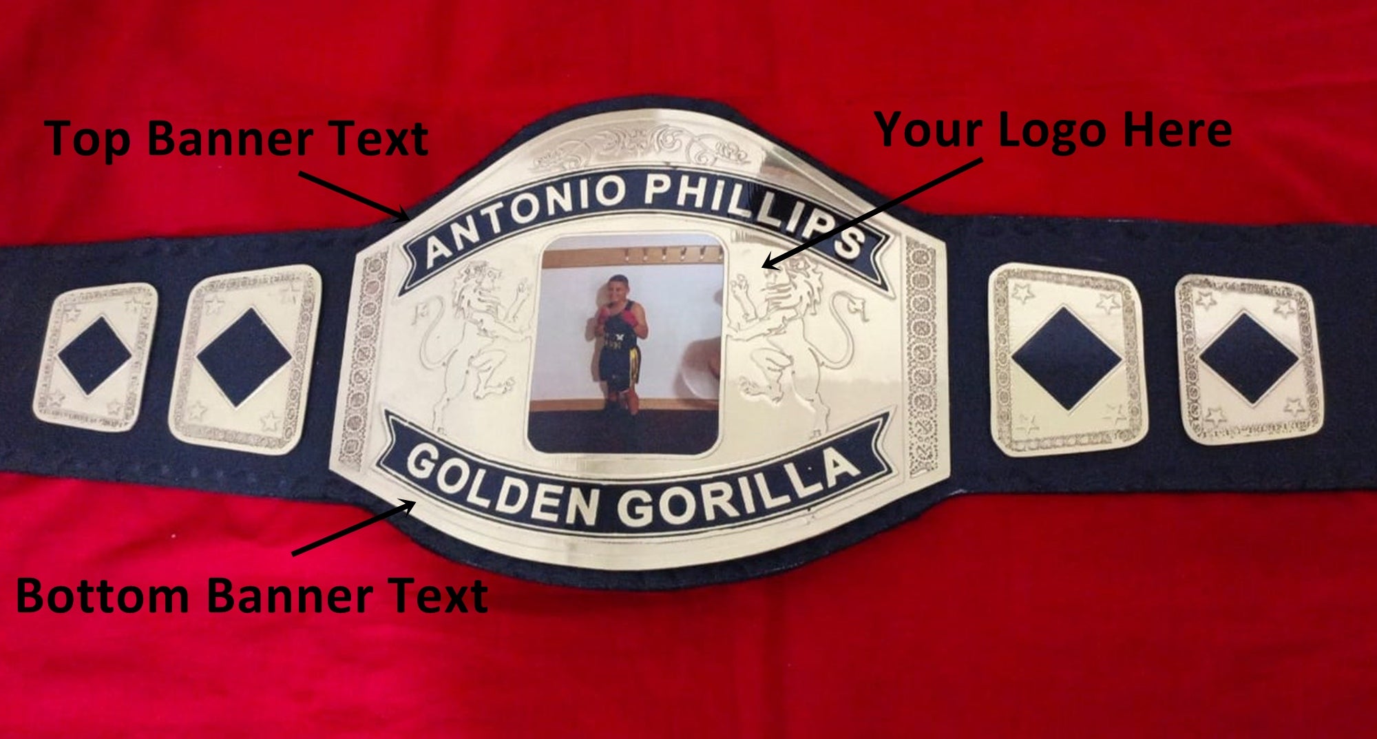 Custom Name and Kids Picture Logo Wrestling Championship Belt - Customize Wrestling Belts