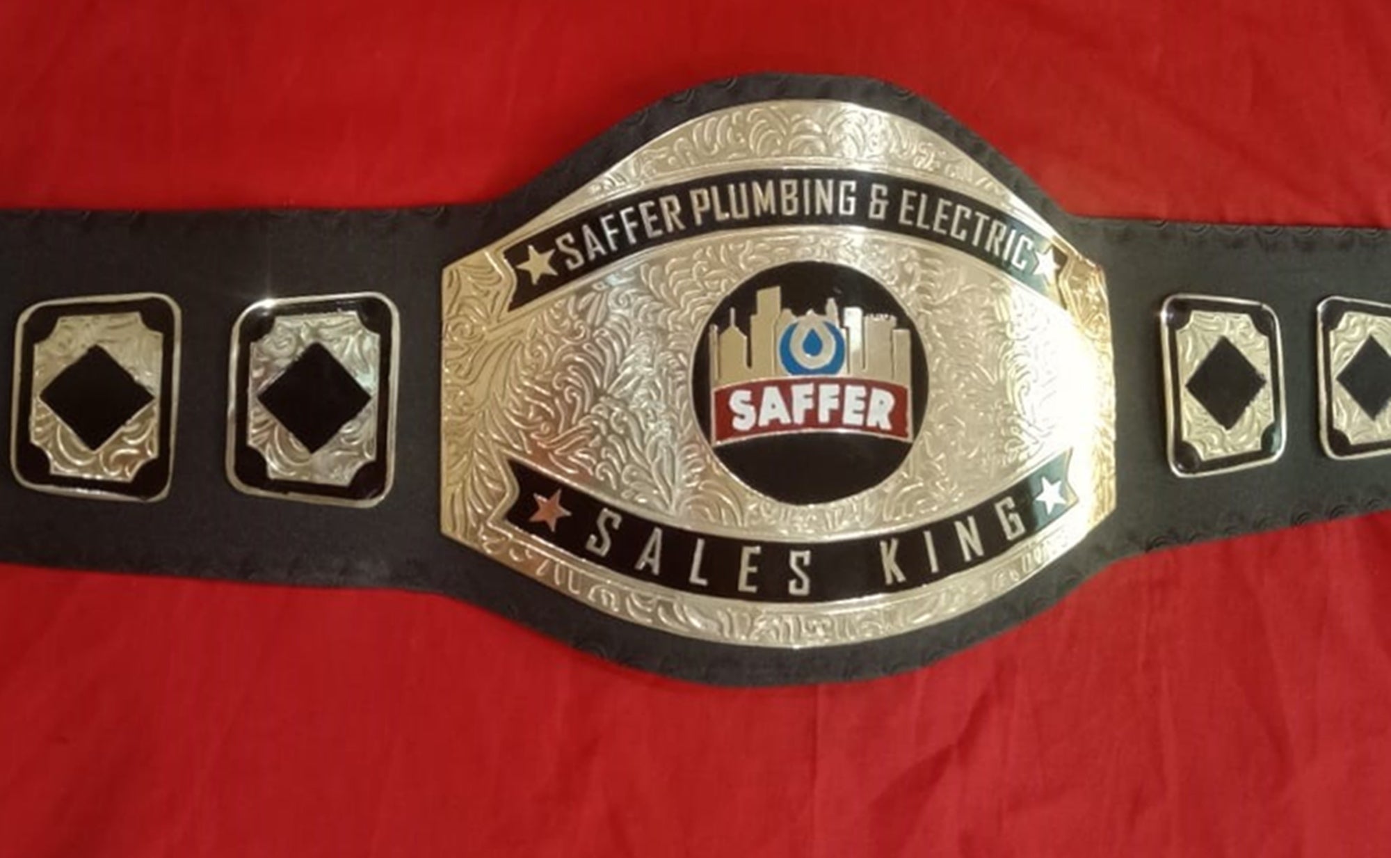 Custom Name and Saffer Electric And Plumbing Logo Wrestling Championship Belt - Customize Wrestling Belts