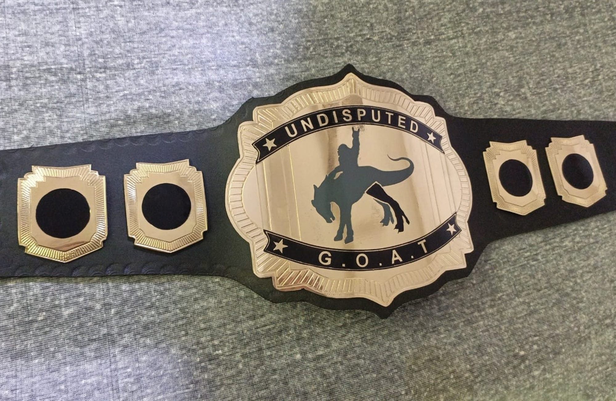 Custom Name and Men Riding Dragon Logo Wrestling Championship Belt - Customize Wrestling Belts