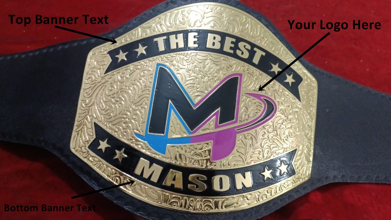 Custom Name and Mason Logo Wrestling Championship Belt - Customize Wrestling Belts
