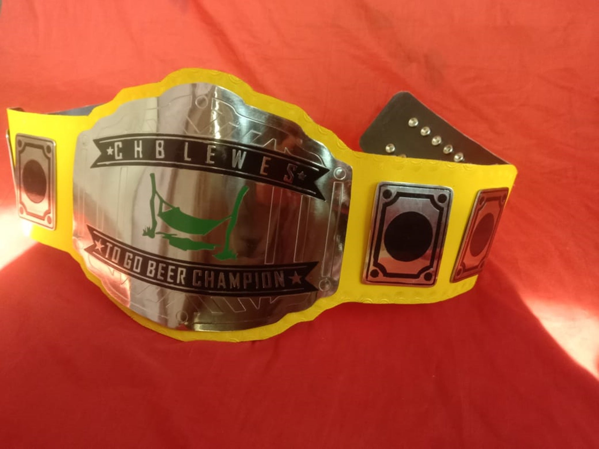 Custom Name and Green Net Woven Sling Logo Championship Belt - Customize Wrestling Belts