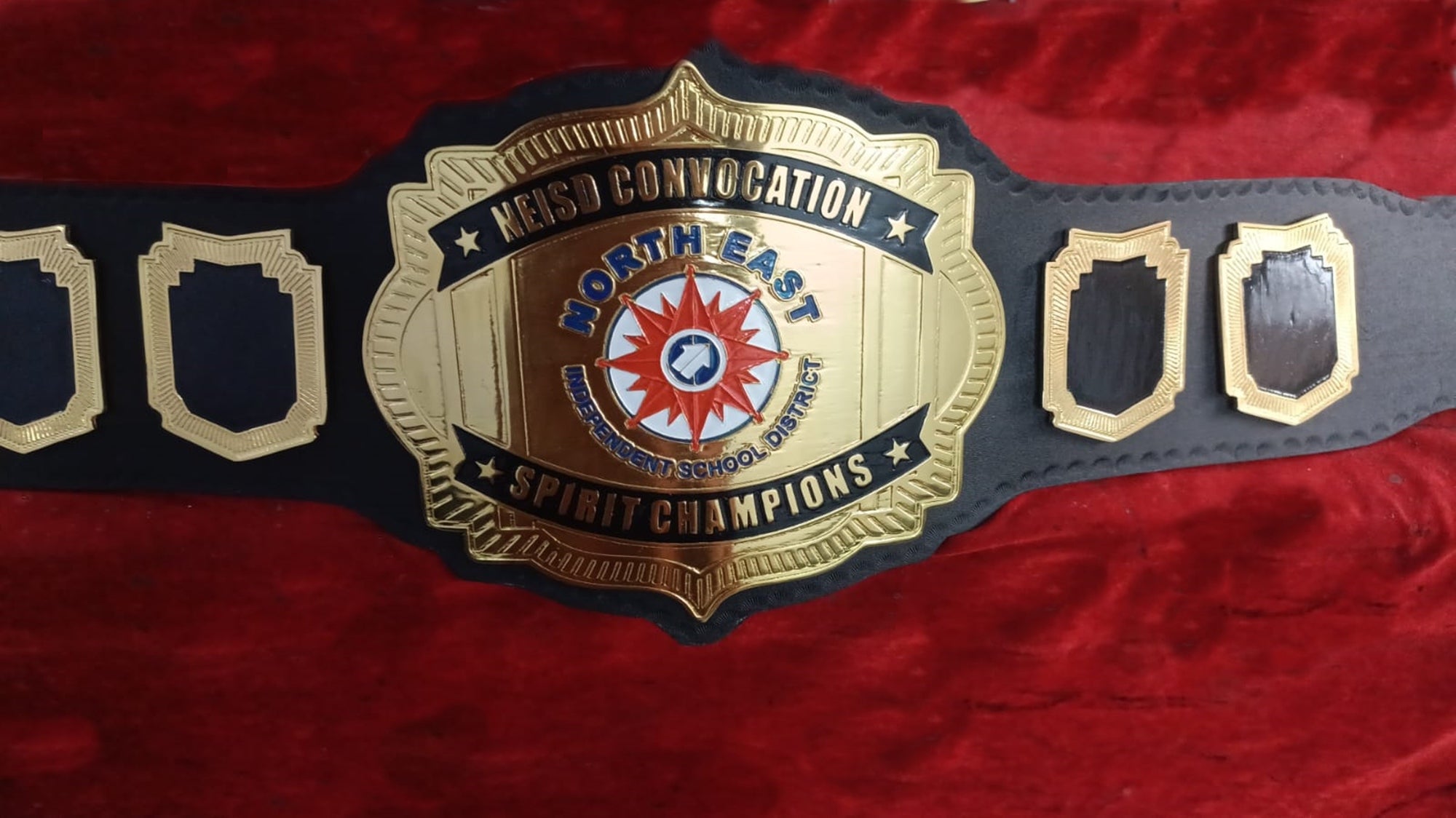 Custom Name and North East Independent School District Logo Wrestling Championship Belt - Customize Wrestling Belts